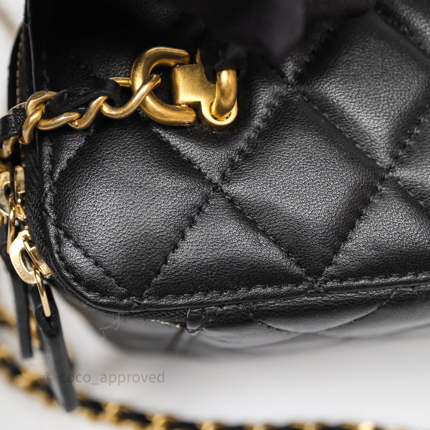 Chanel Vanity Rectangular Metal Top Handle Black Lambskin Aged Gold Hardware