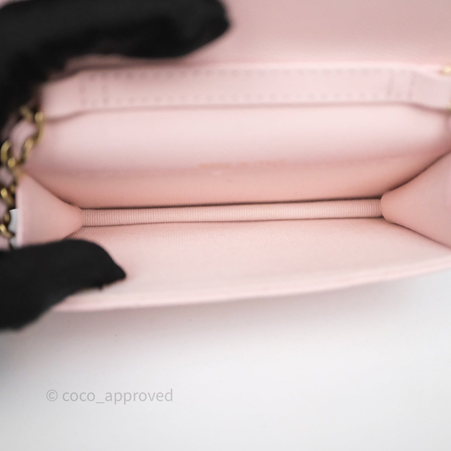 Chanel Mini Wallet With Chain Light Pink Caviar Gold Hardware