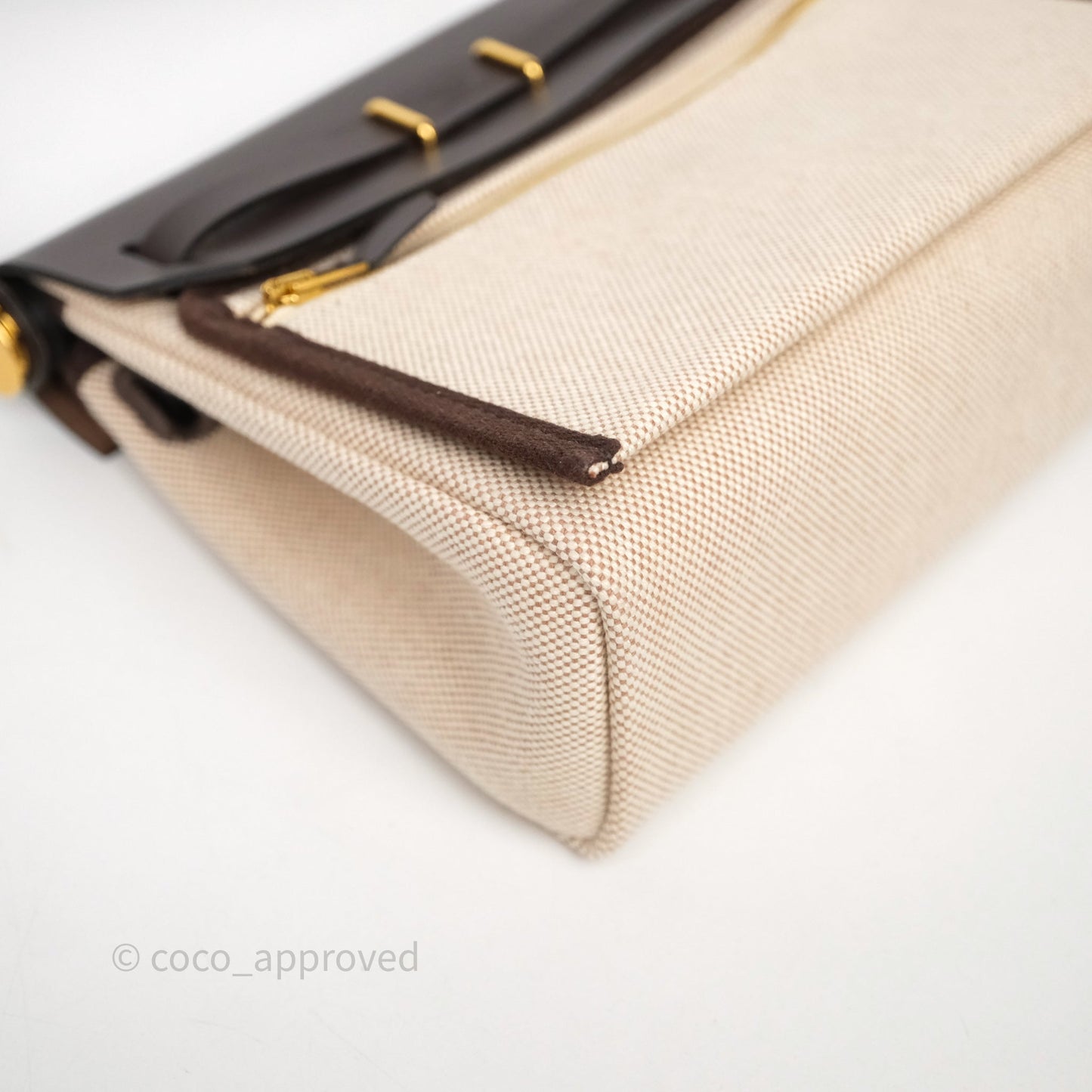 Hermès Herbag Zip 20 Mini Ecru Beige 14/ Ebene 46 Canvas Gold Hardware