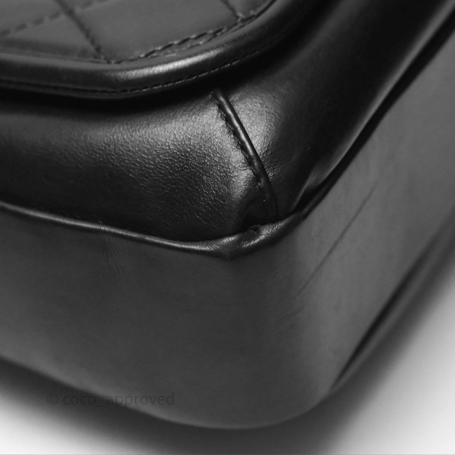 Chanel Quilted Large Prestige Top Handle Flap Calfskin Black Ruthenium Hardware