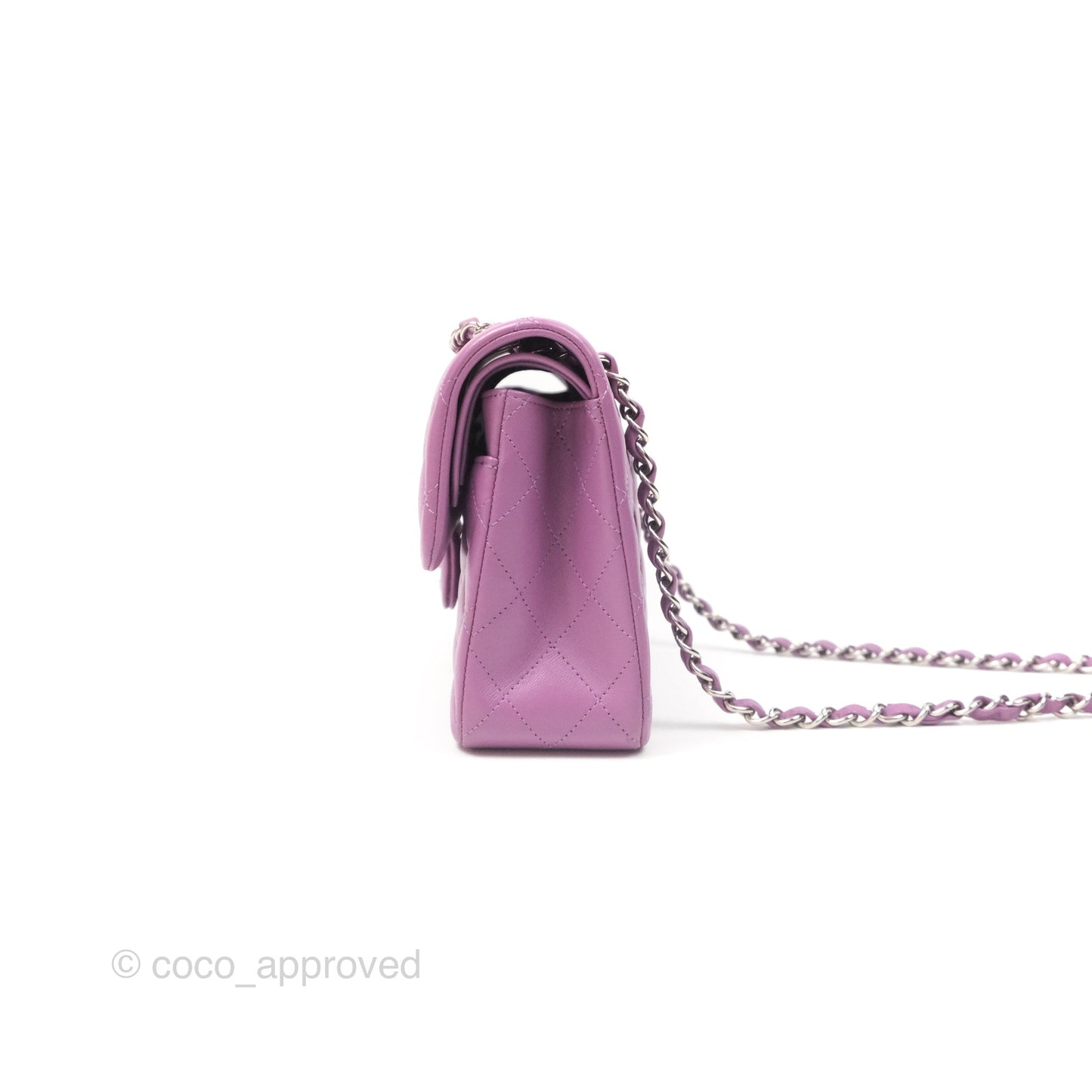 Chanel Small Classic Flap Quilted Purple Lambskin Silver Hardware