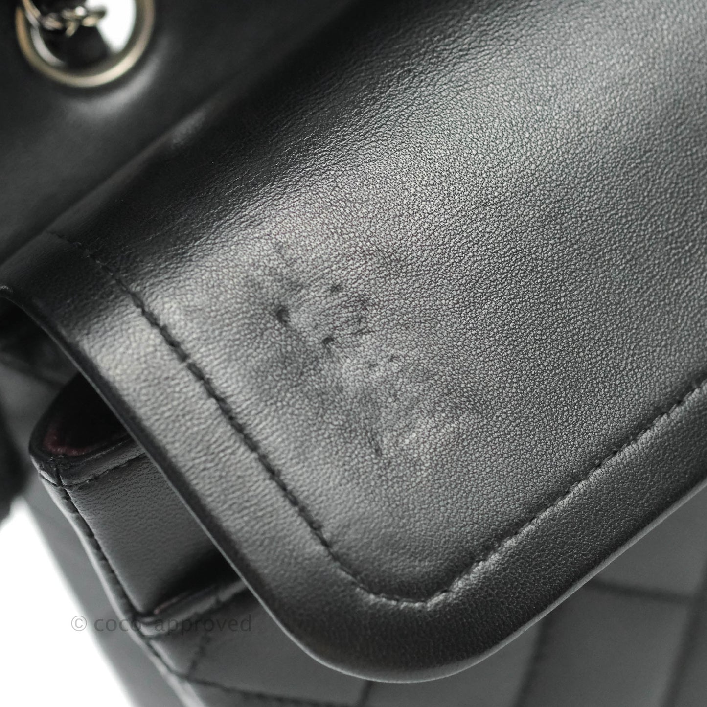 Chanel Classic M/L Medium Double Flap Black Lambskin Silver Hardware