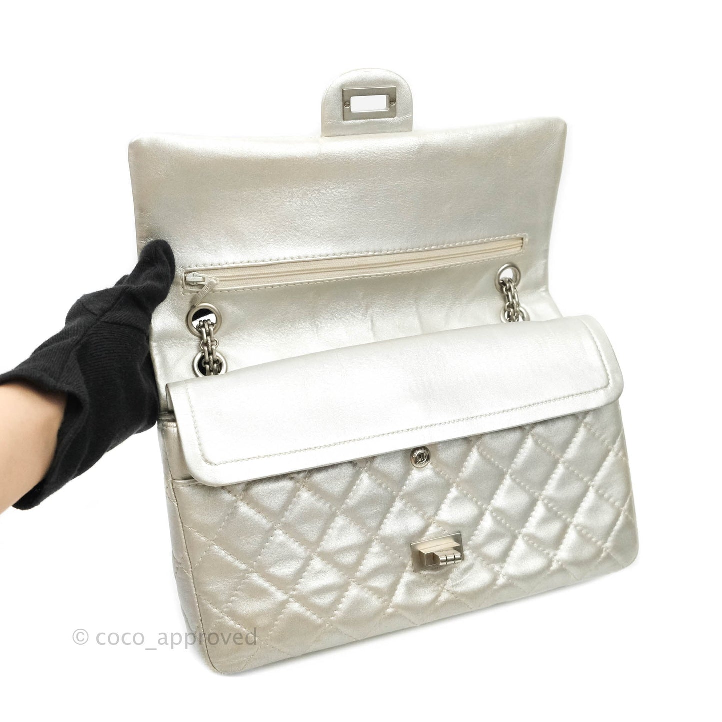Chanel Reissue 226 Silver Calfskin Silver Hardware