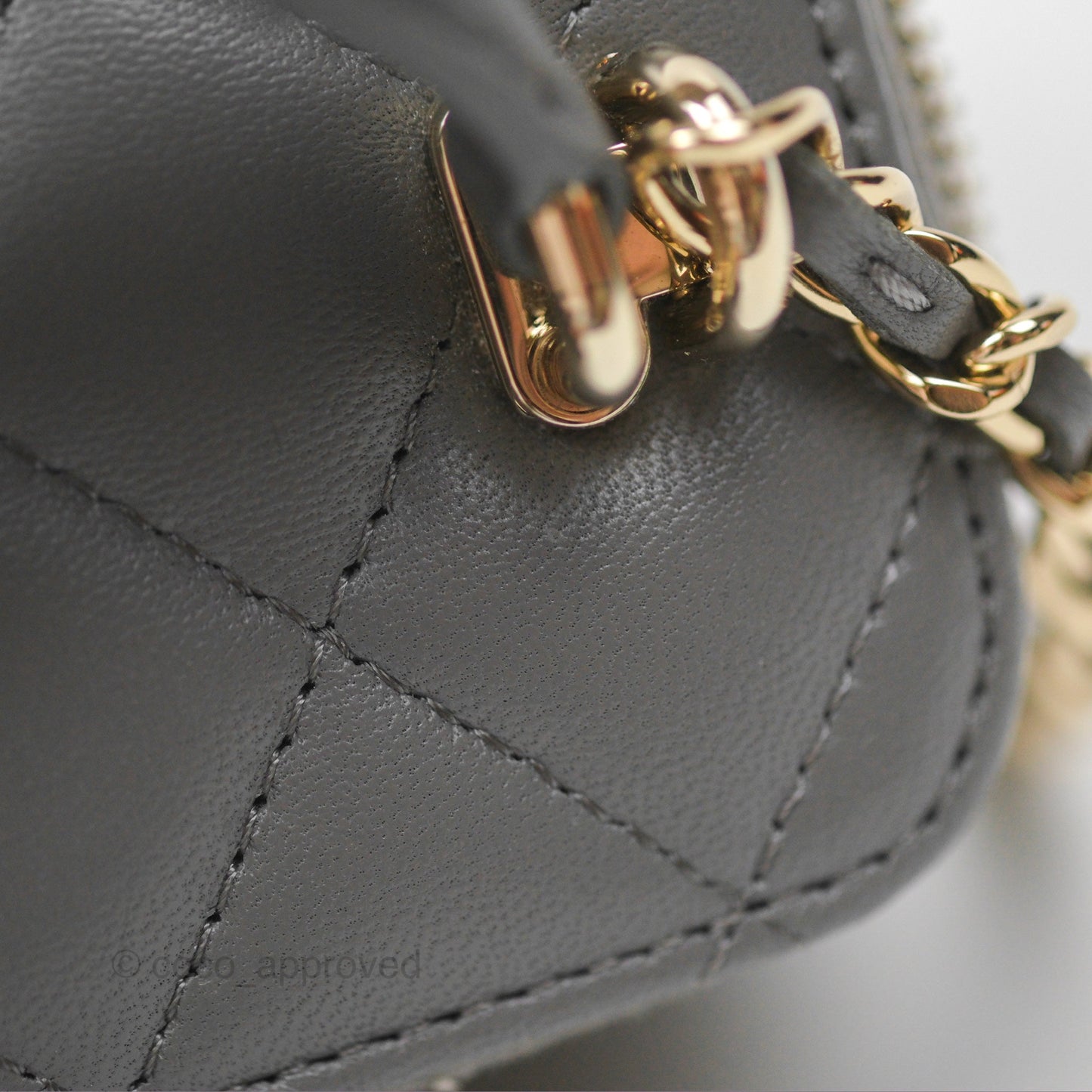 Chanel Mini Top Handle Vanity With Chain Grey Lambskin Gold Hardware