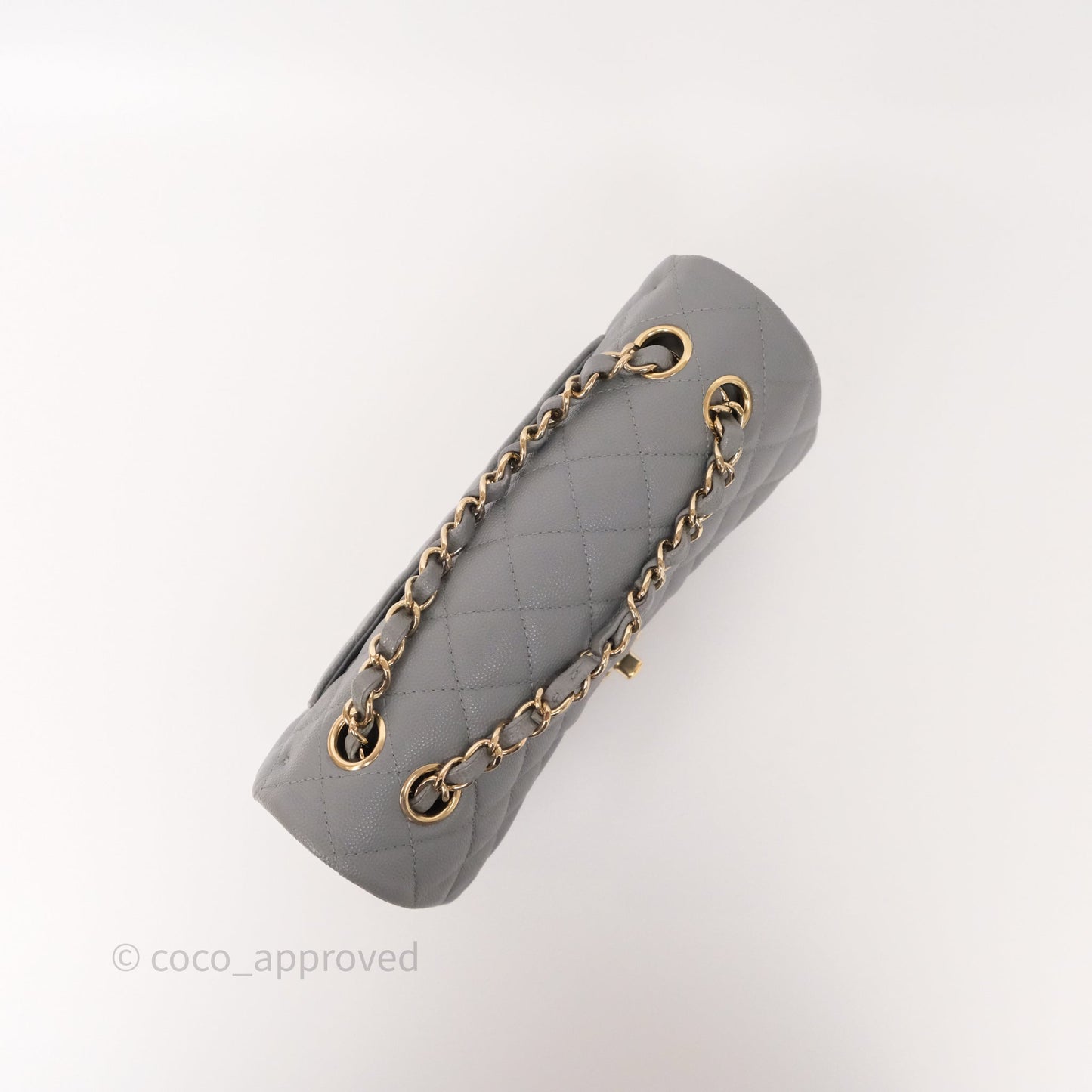 Chanel Small Classic Flap Quilted Grey Caviar Gold Hardware