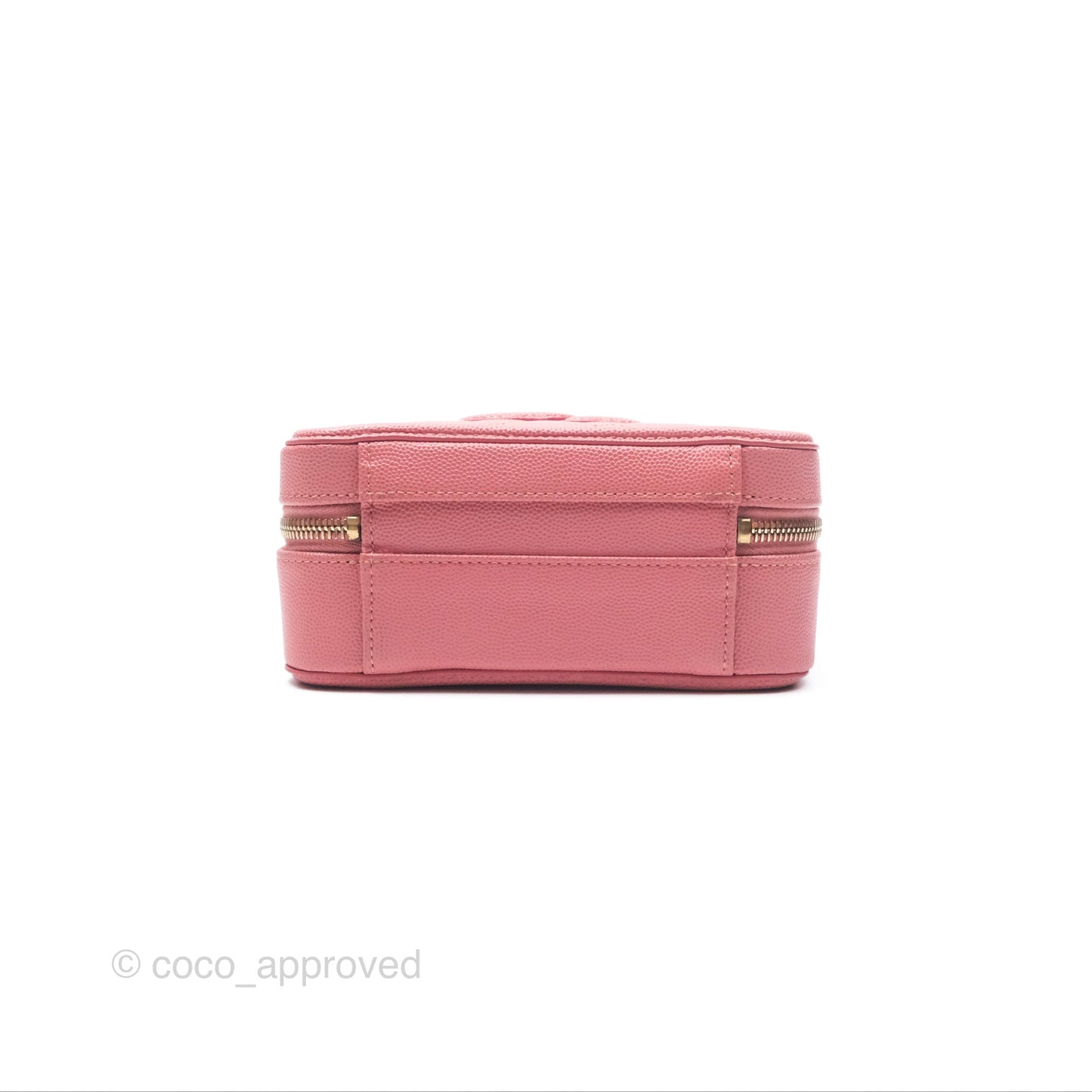 Chanel Quilted Small CC Filigree Vanity Case Pink Caviar Gold Hardware