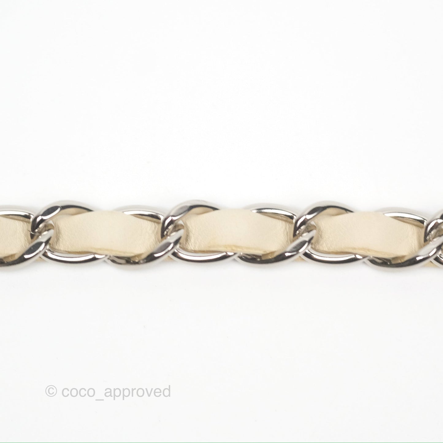 Chanel Mini Card Holder Chain Belt Bag Chevron Ivory Calfskin Silver Hardware