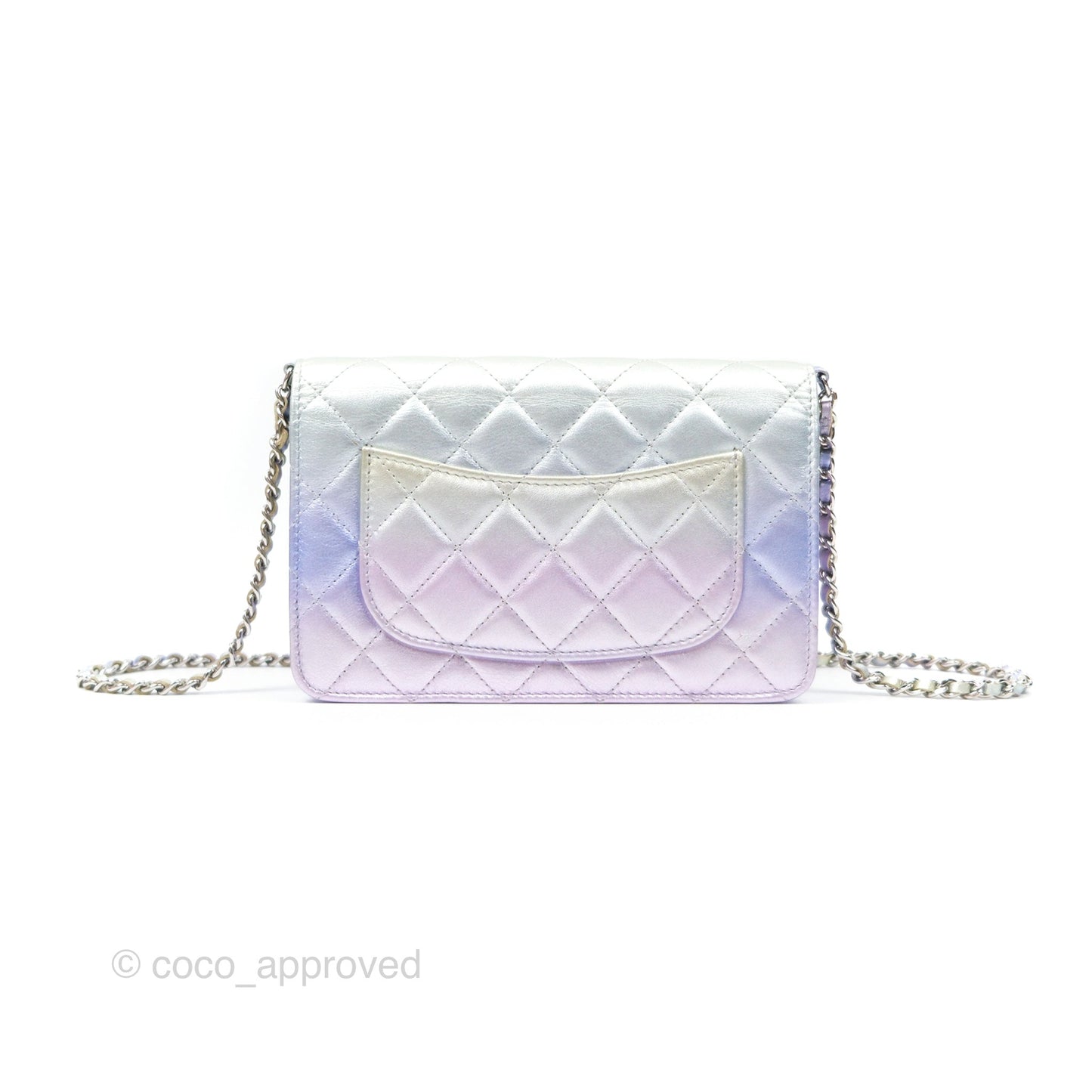 Chanel Classic Quilted Wallet on Chain WOC Iridescent Rainbow Calfskin 21K