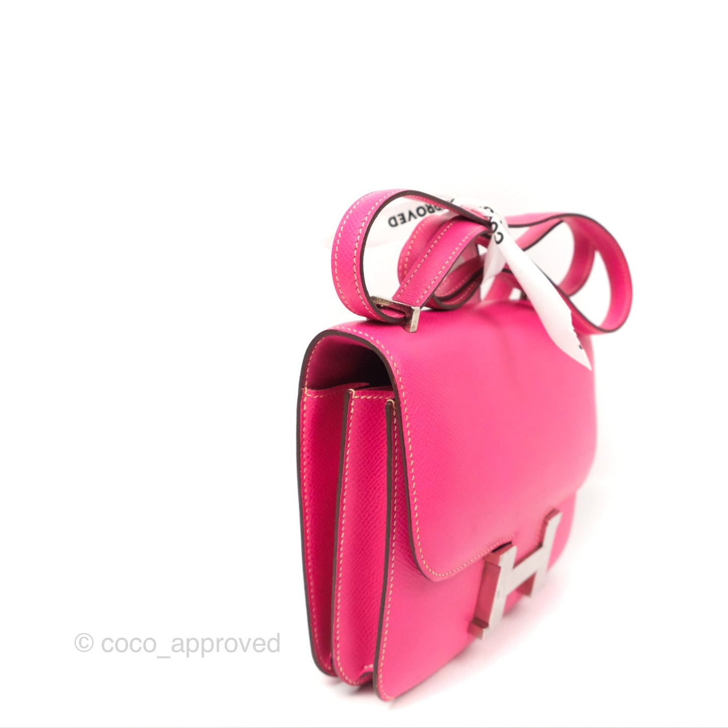 Hermès Constance Mini 18cm Rose Tyrien Epsom Palladium Hardware