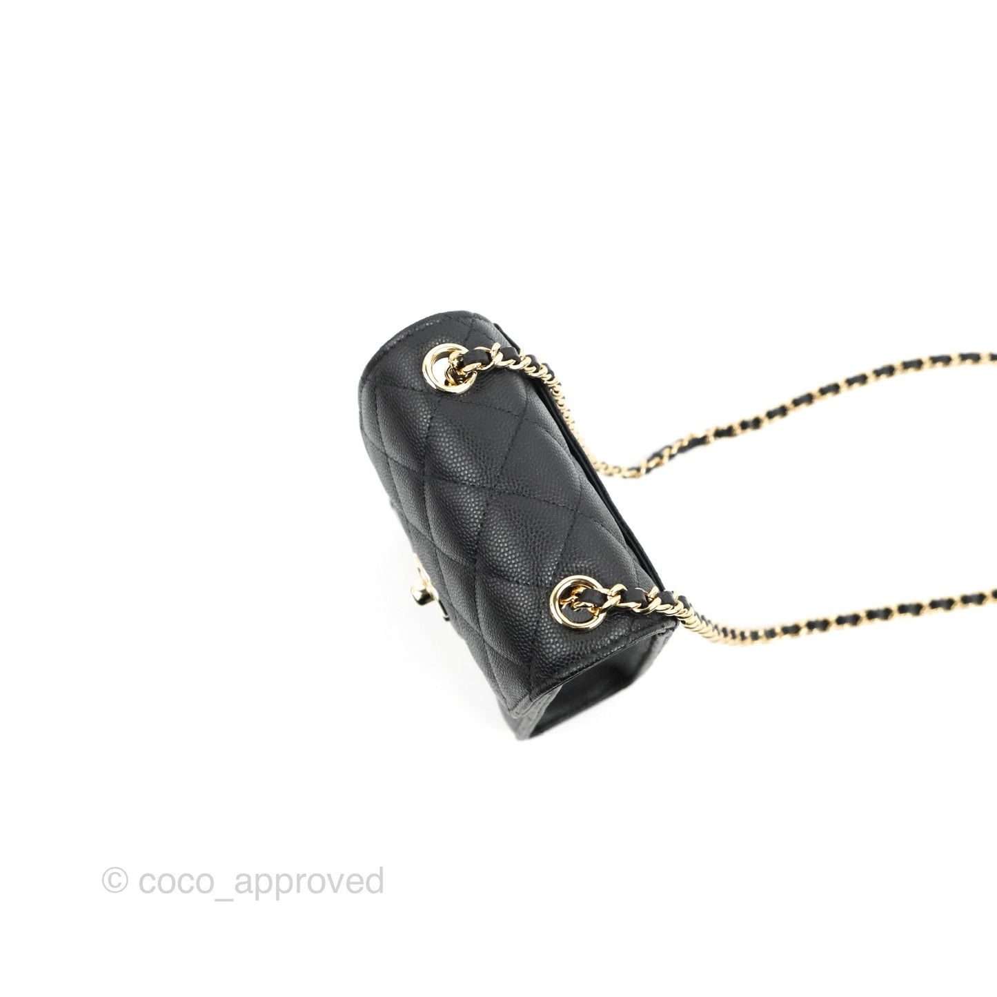 Chanel Classic Quilted Phone Holder Black Caviar Gold Hardware