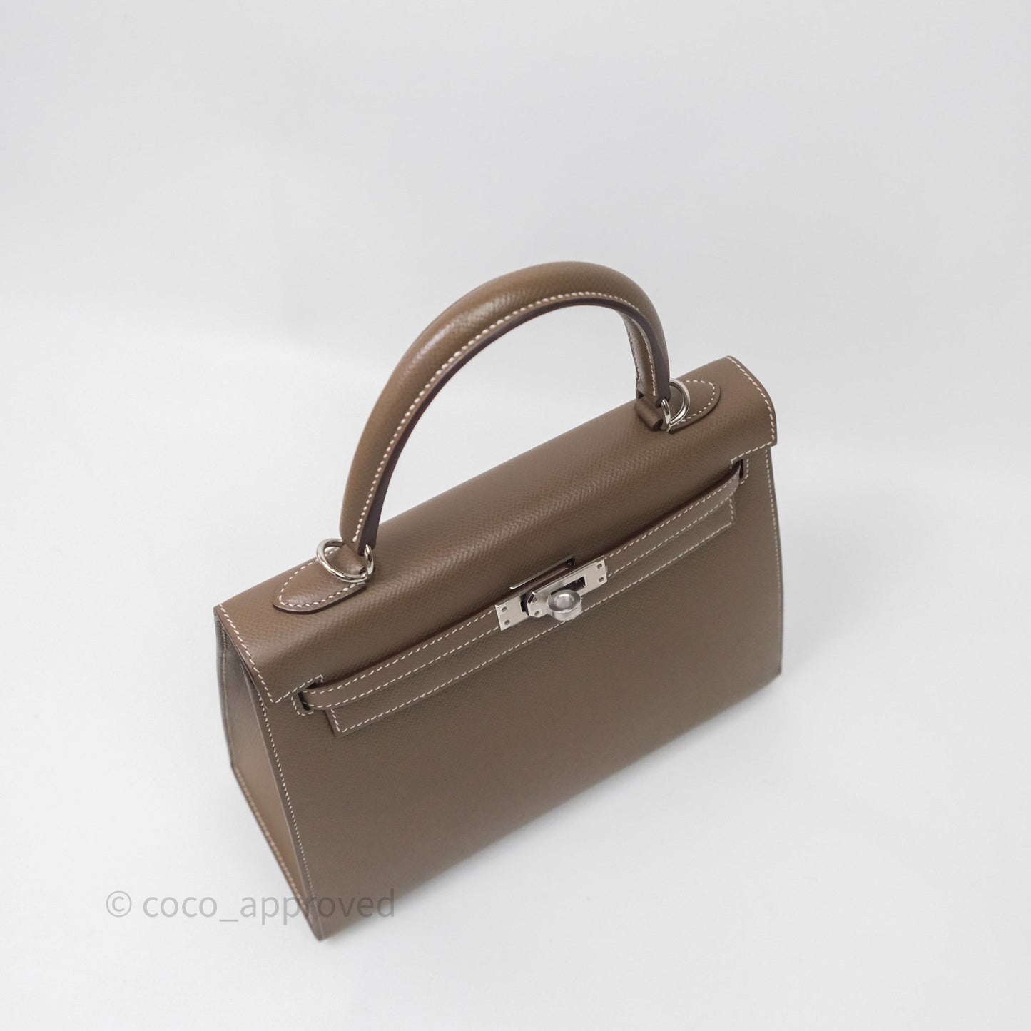 Hermes Kelly 25 Etoupe 18 Epsom Palladium Hardware
