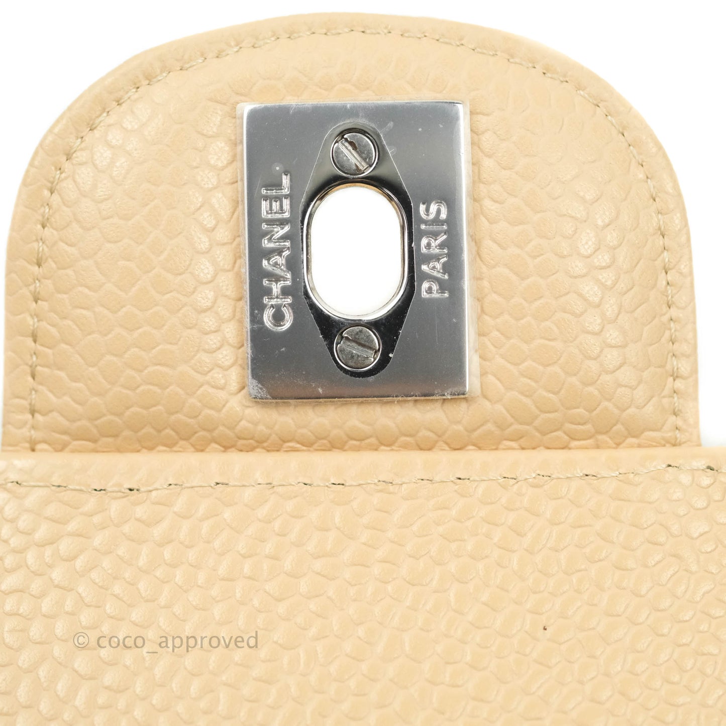 Chanel Classic Small S/M Flap Beige Caviar Silver Hardware