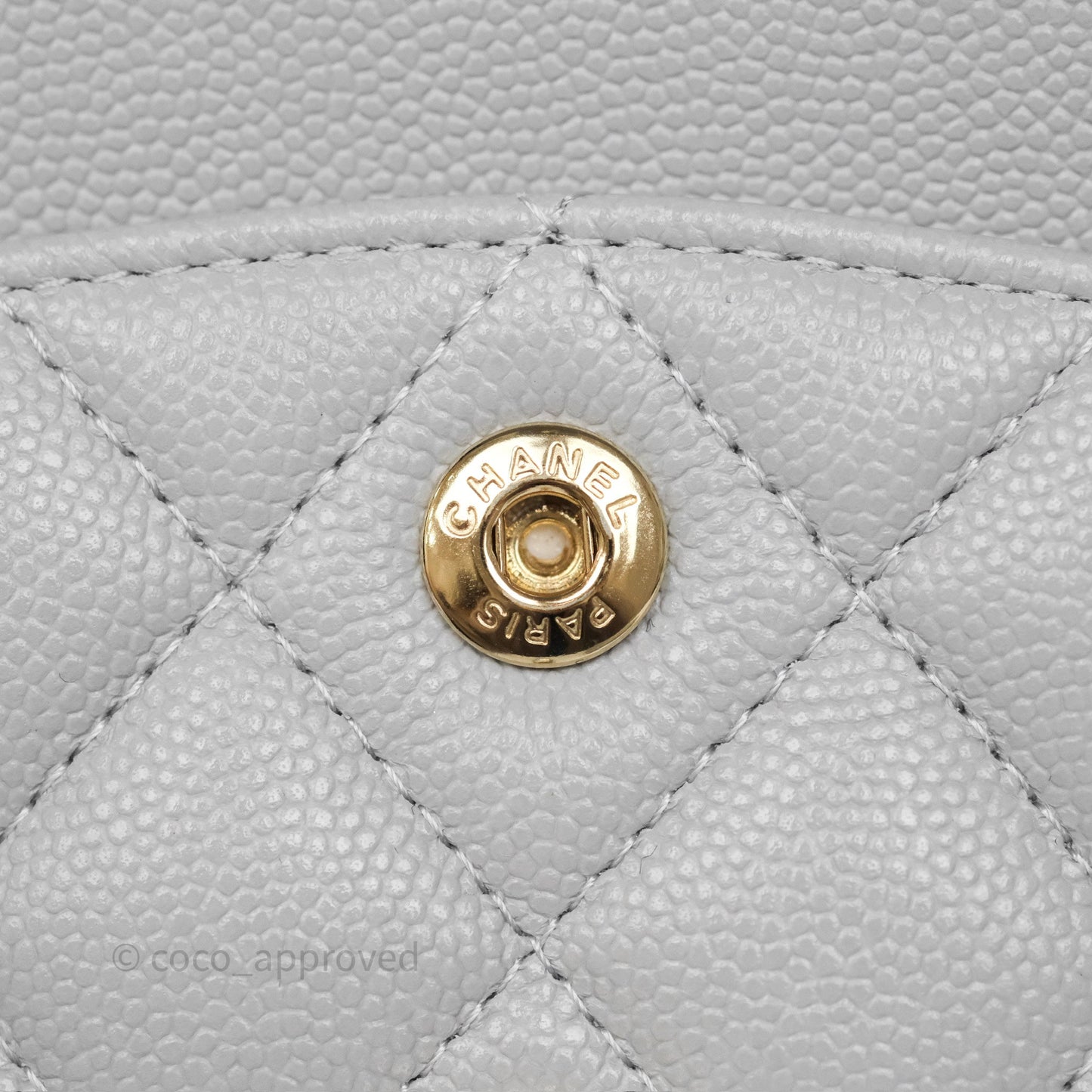 Chanel Quilted Short Wallet Grey Caviar Gold Hardware
