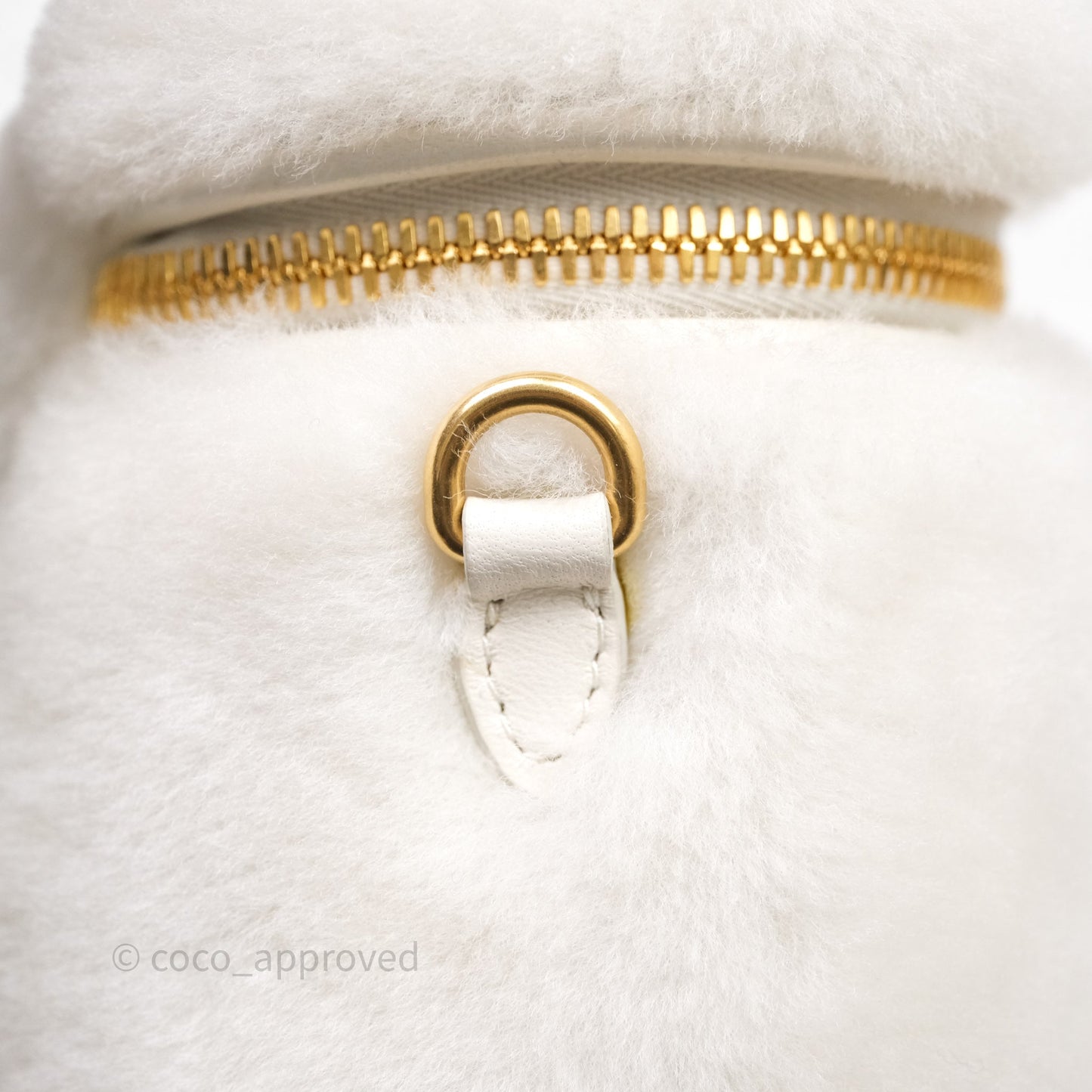 Miu Miu Shearling Vanity Case White Gold Hardware