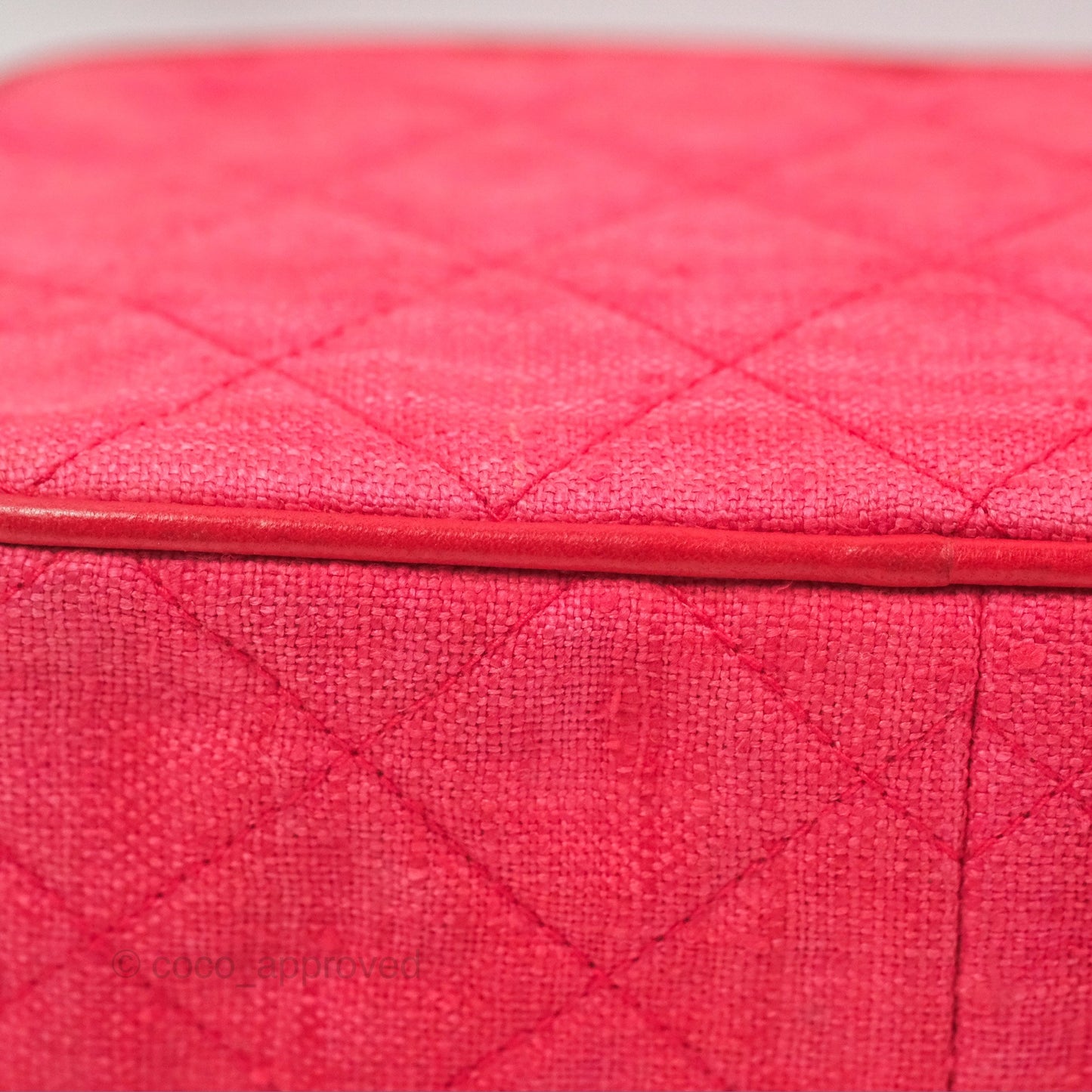 Chanel Vintage Small Tassel Camera Bag Dark Pink Canvas Gold Hardware