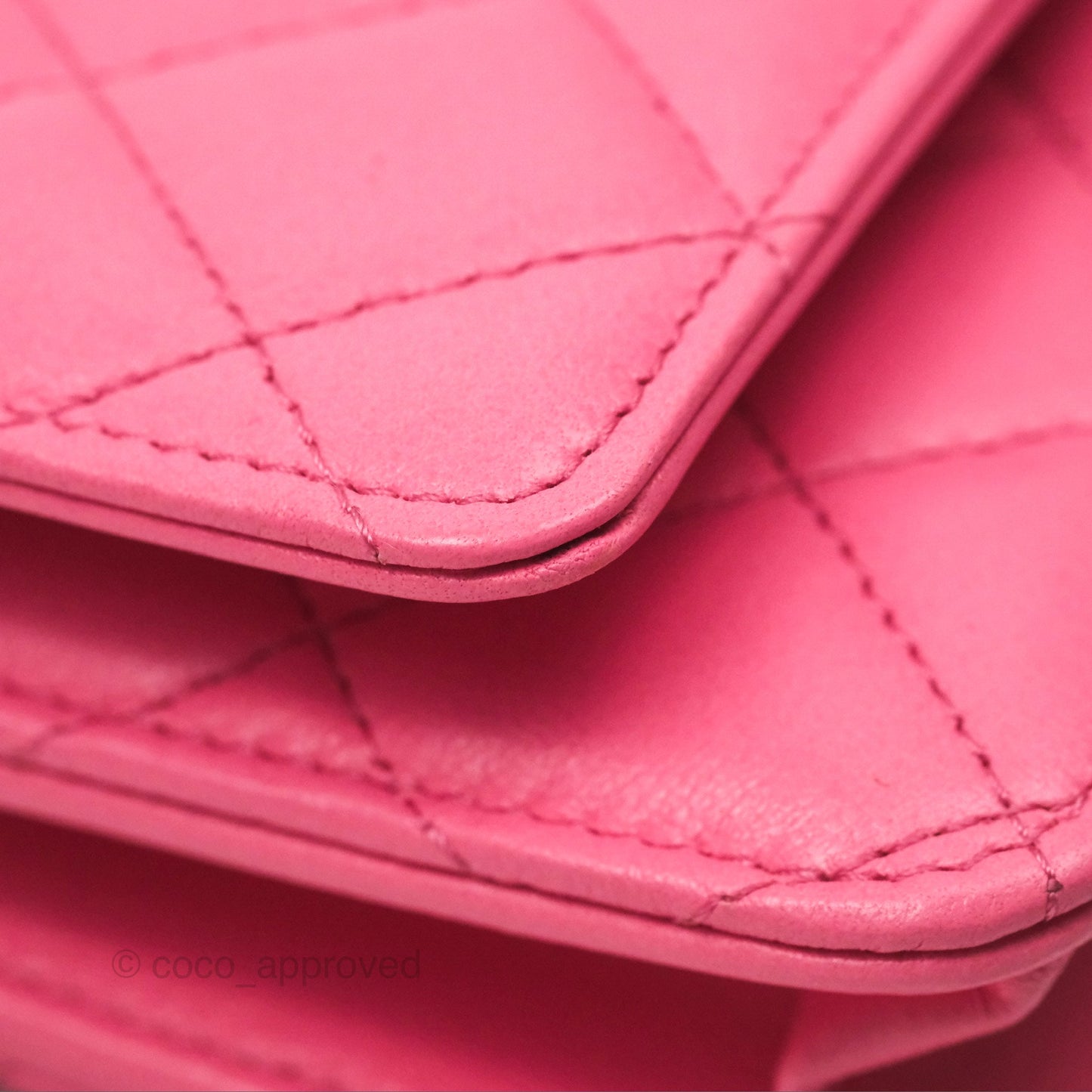 Chanel Quilted Pearl Crush Wallet on Chain WOC Pink Lambskin Aged Gold Hardware