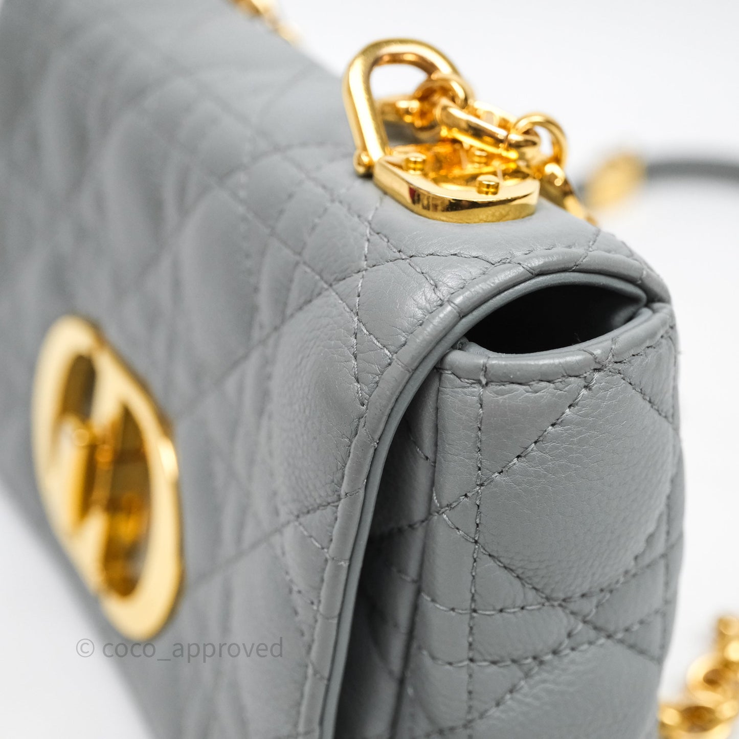 Christian Dior Small Caro Bag Stone Gray Supple Cannage Calfskin