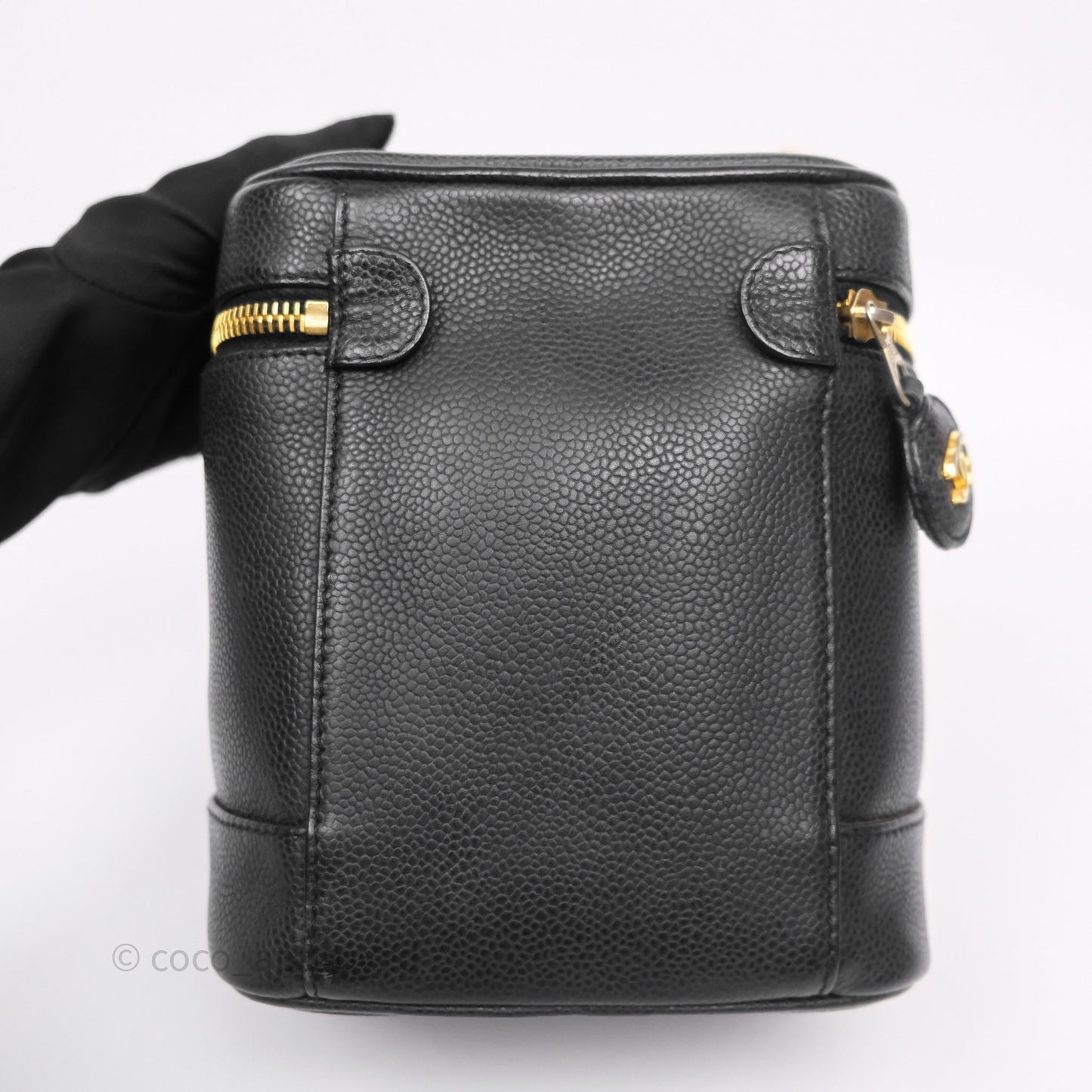 Chanel Vintage Vanity Case Black Caviar Gold Hardware