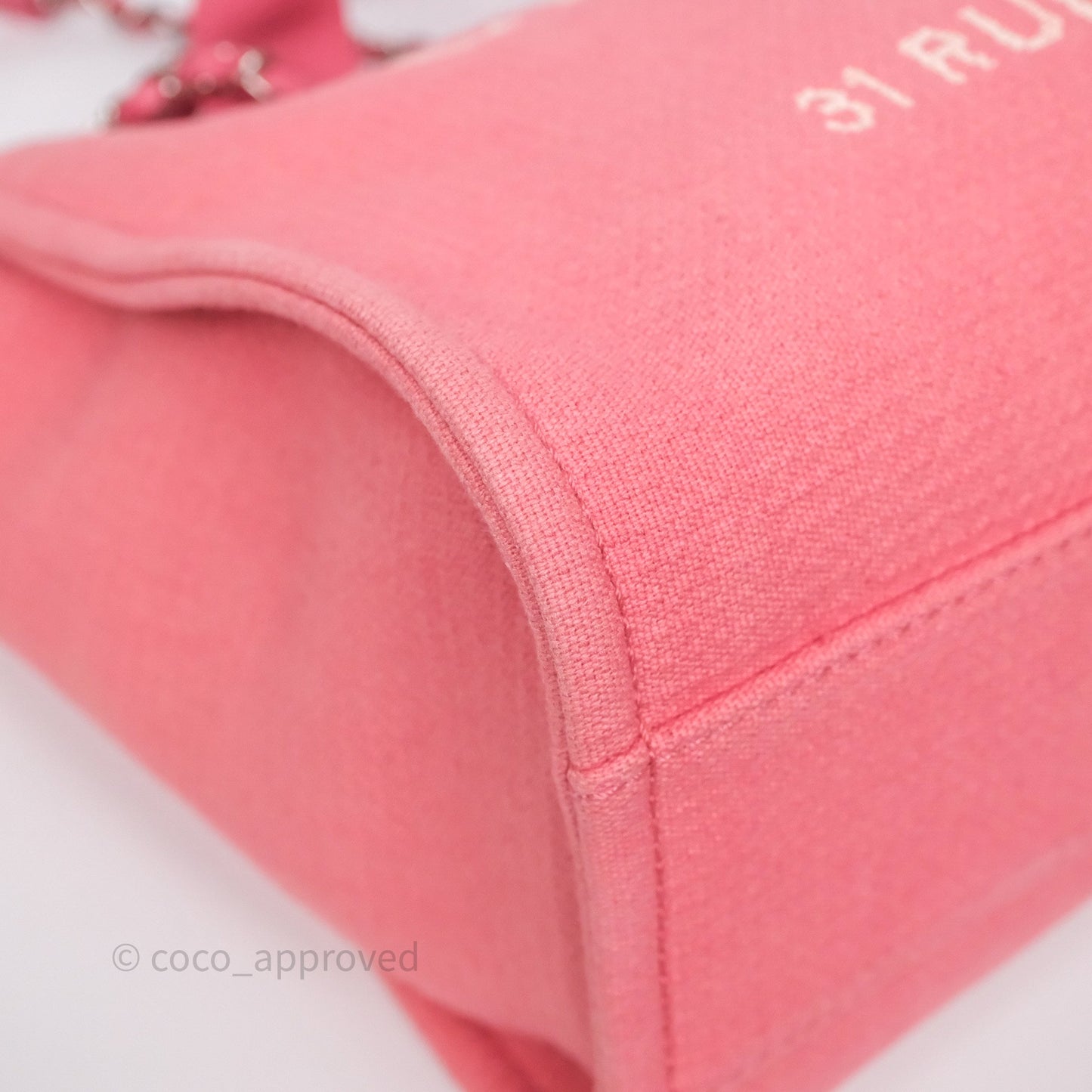 Chanel New Small Deauville Tote Pink Cotton Sliver Hardware