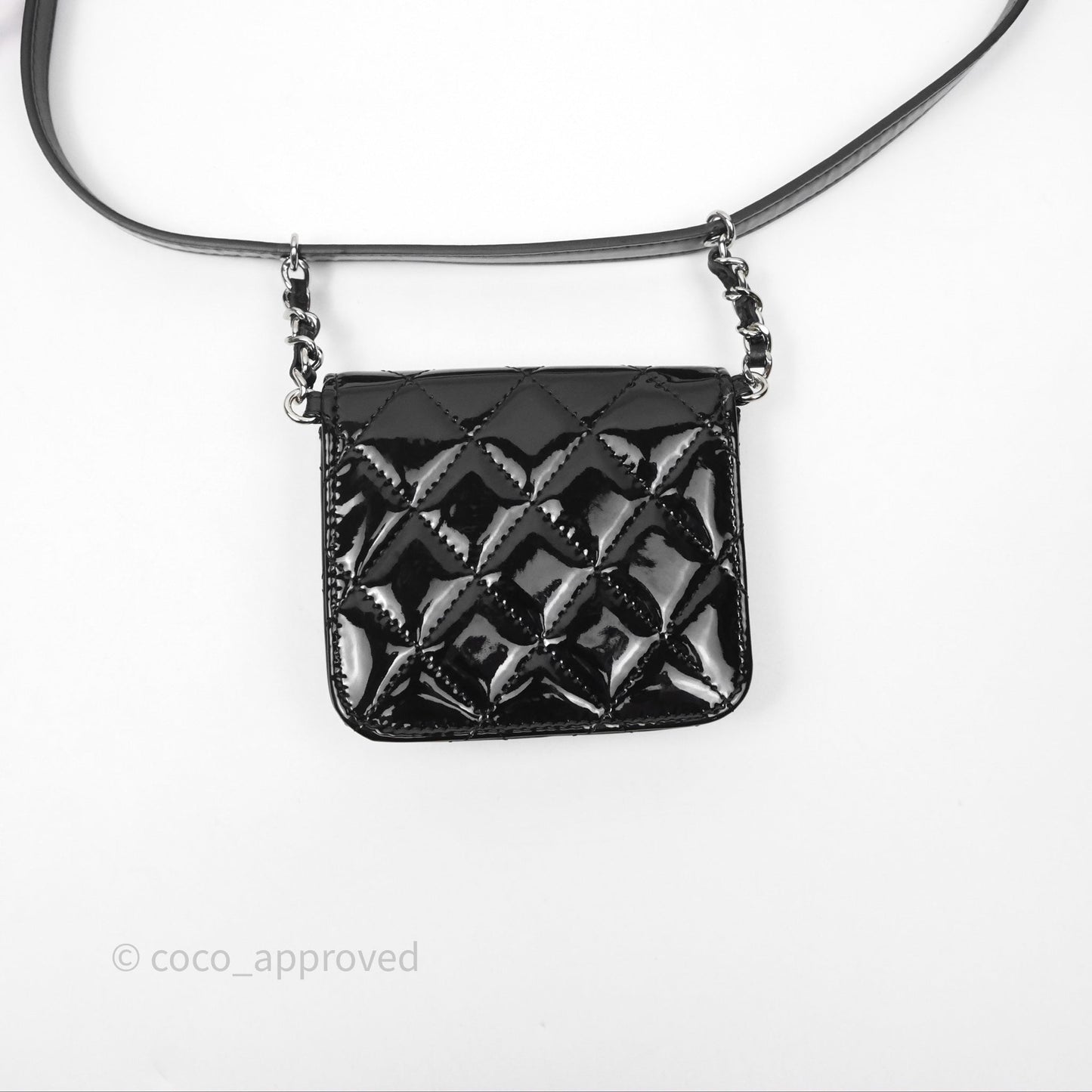 Chanel Double Waist Belt Bag Patent Pink / Black Silver Hardware