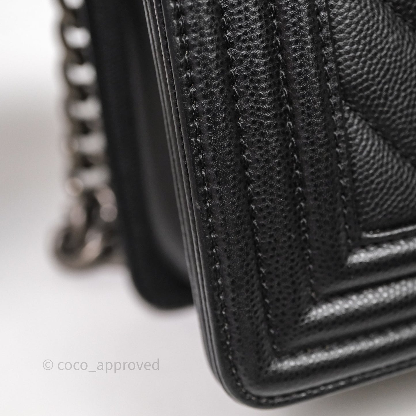 Chanel Medium Boy Chevron Black Caviar Ruthenium Hardware