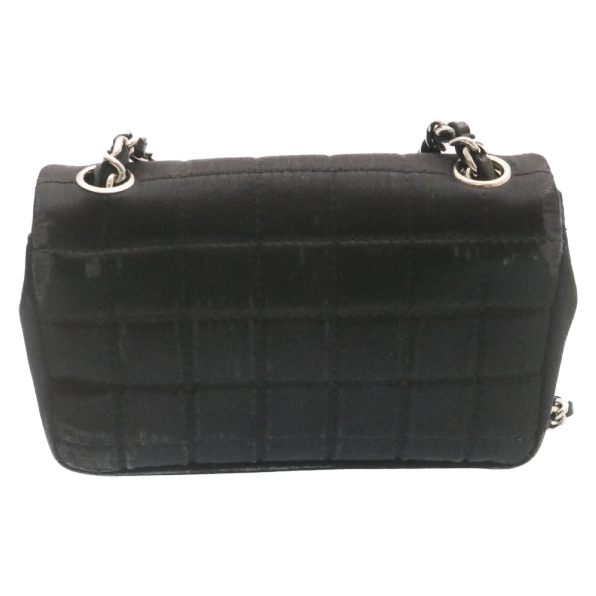Luxury Chanel Choco Bar Rouge Racket Linestone Shoulder Bag Satin Black CC  24559A