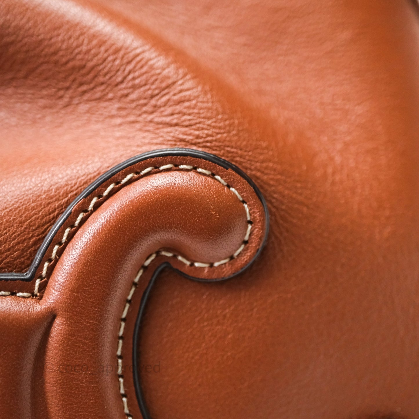 Celine Drawstring Cabas Tote Bag Triomphe in Grained Calfskin Tan