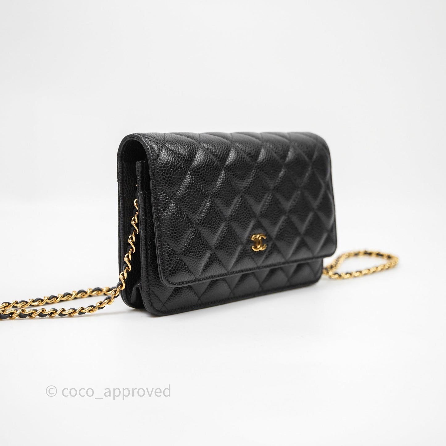 Chanel Quilted WOC Black Caviar Gold Hardware