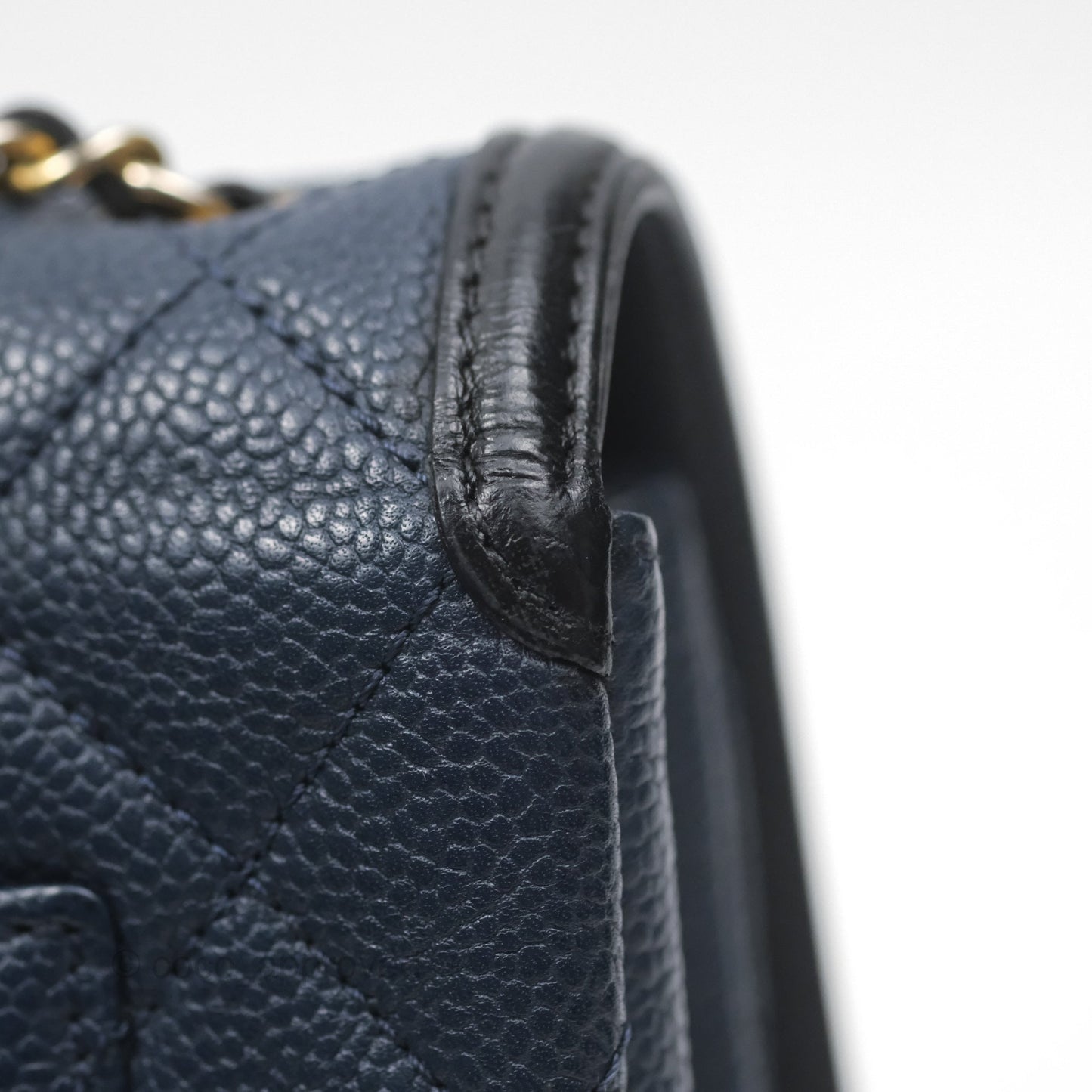 Chanel Small CC Filigree Flap Quilted Navy Black Caviar Aged Gold Hardware