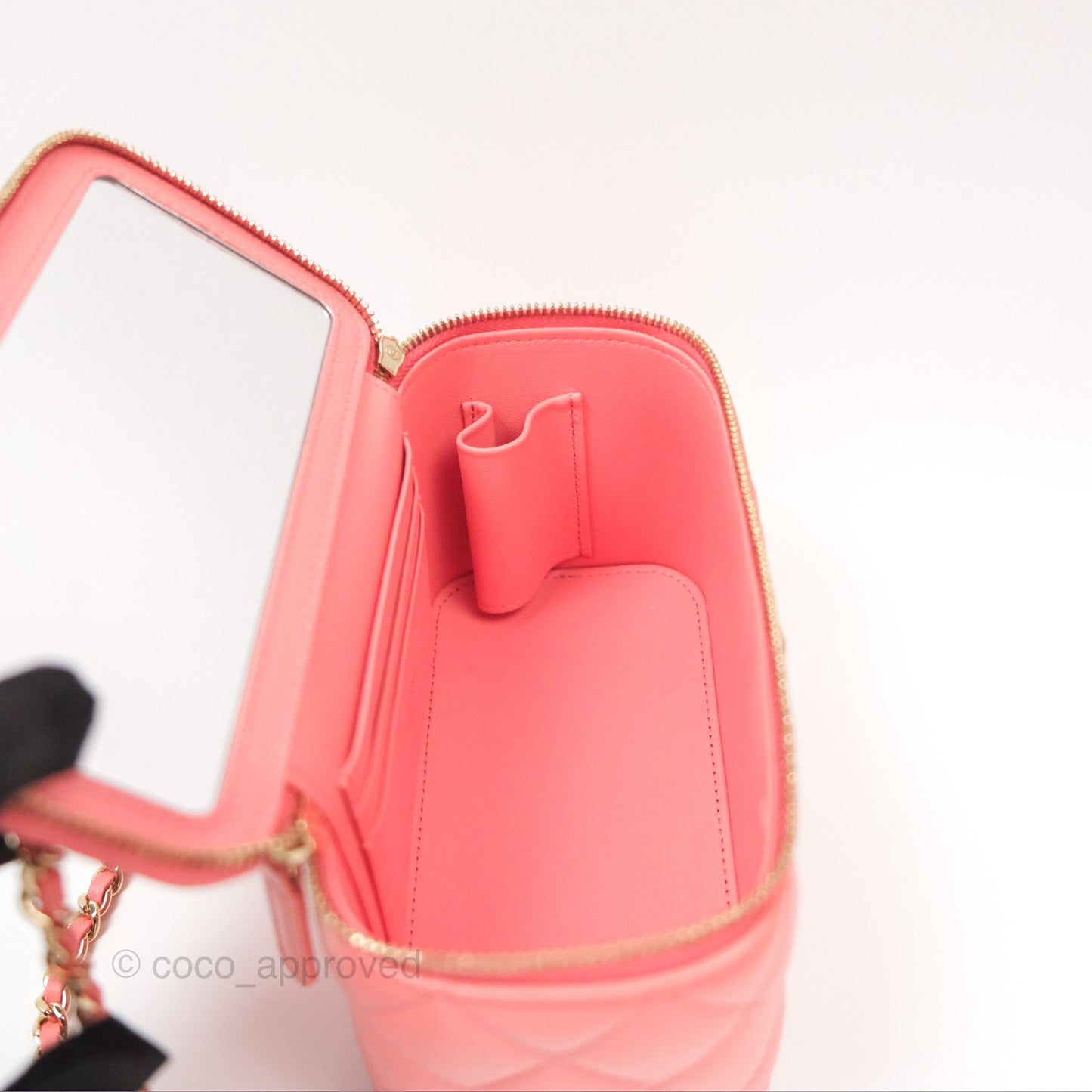 Chanel Vanity Rectangular Top Handle Pink Lambskin Gold Hardware