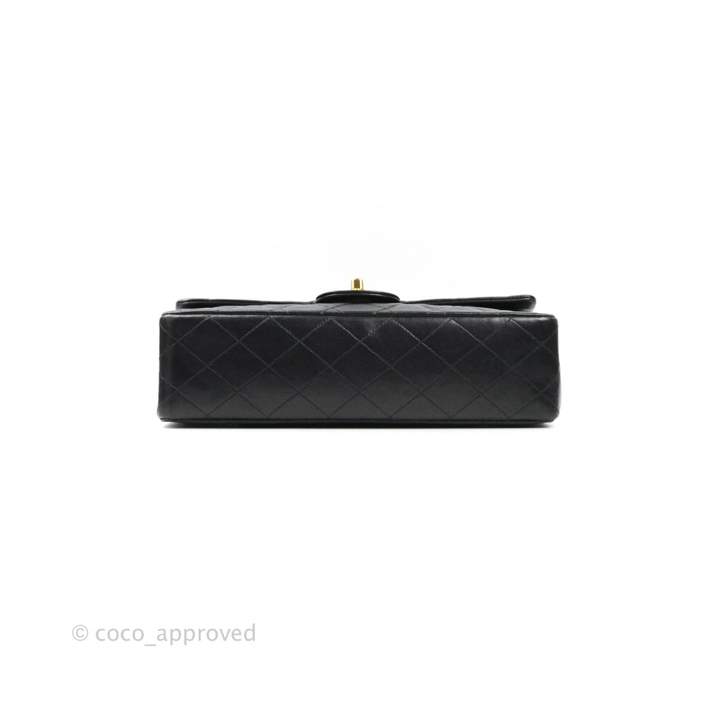 Chanel Vintage M/L Lambskin Medium Double Flap Bag Black 24K Gold Hardware