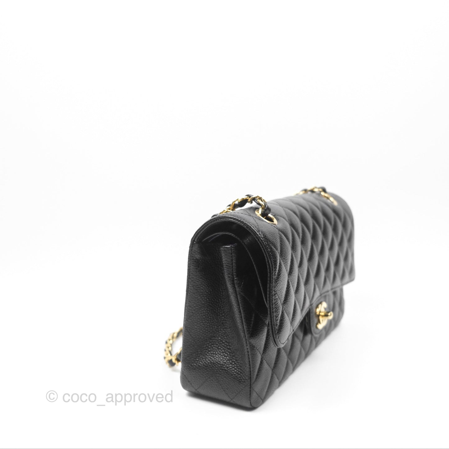 Chanel Classic M/L Medium Flap Quilted Black Caviar Gold Hardware