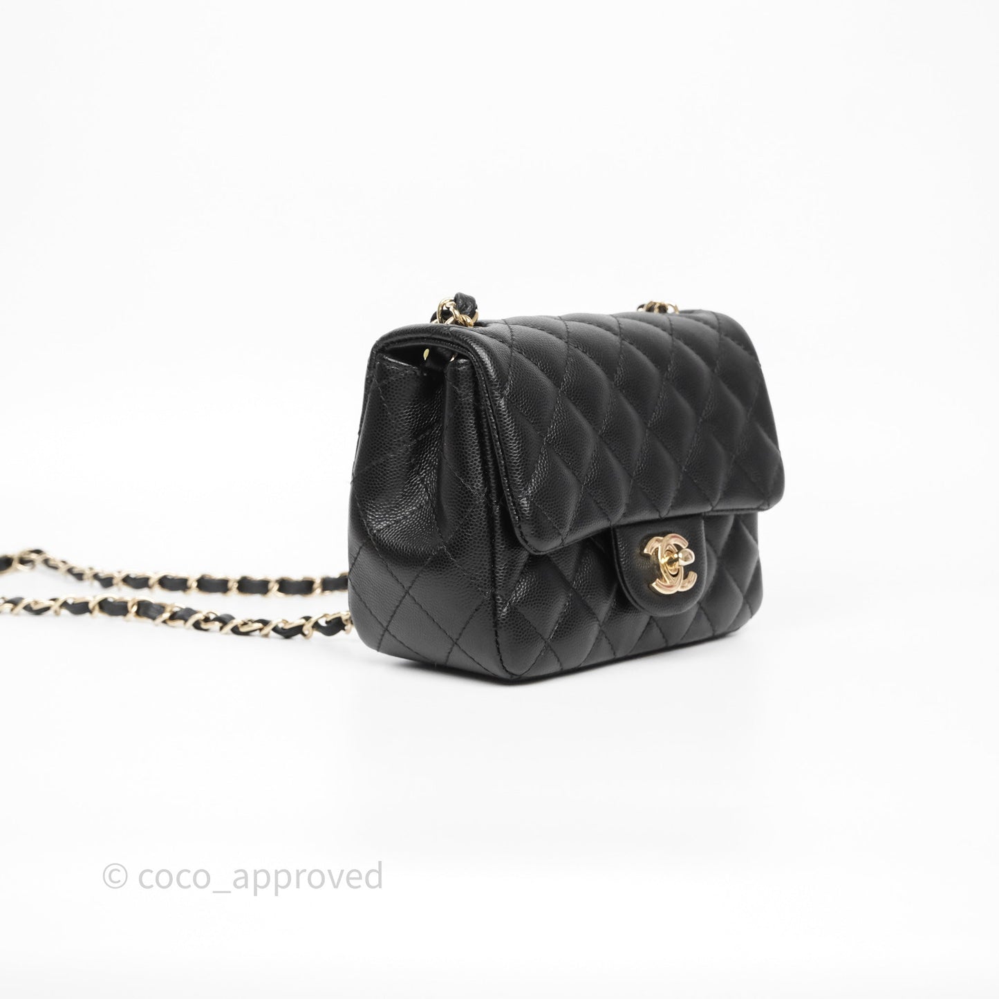 Chanel Mini Square Black Caviar Gold Hardware