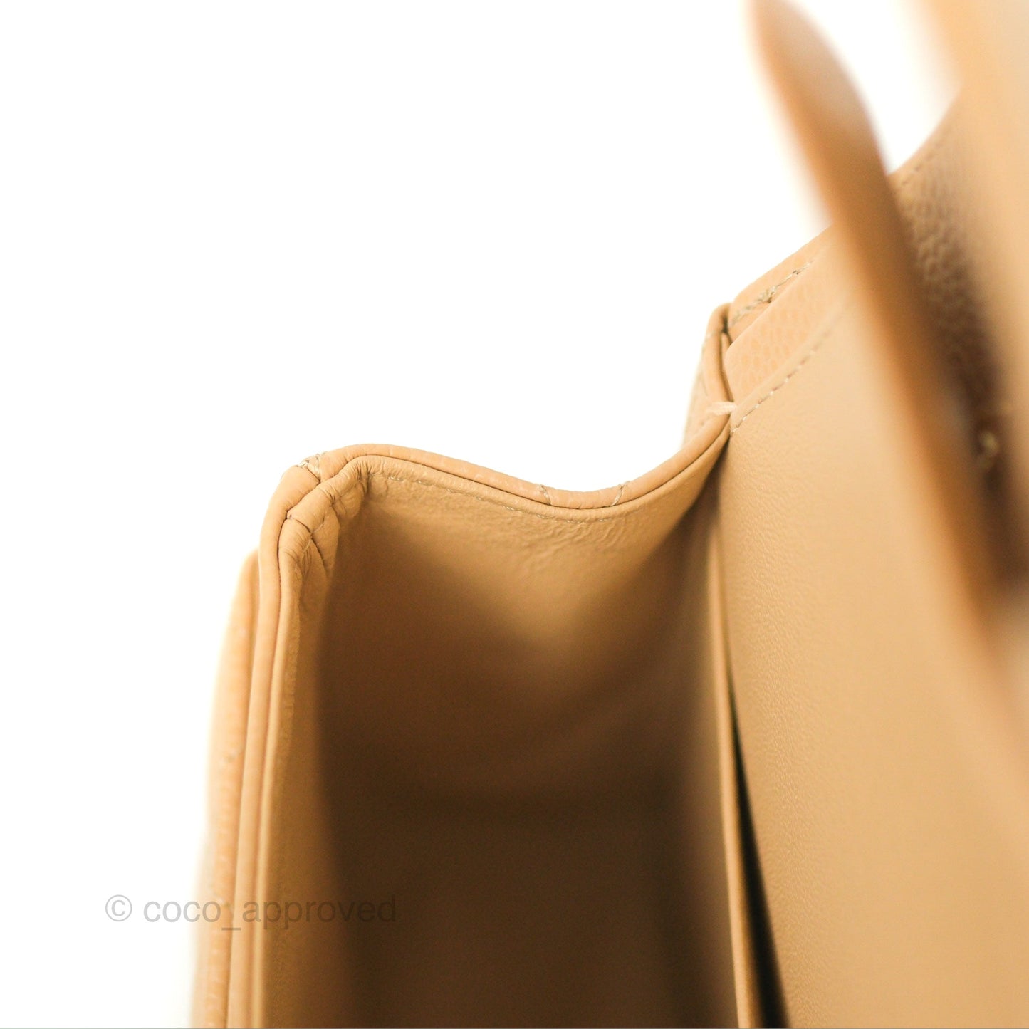 Chanel Classic M/L Medium Flap Quilted Beige Caviar Gold Hardware