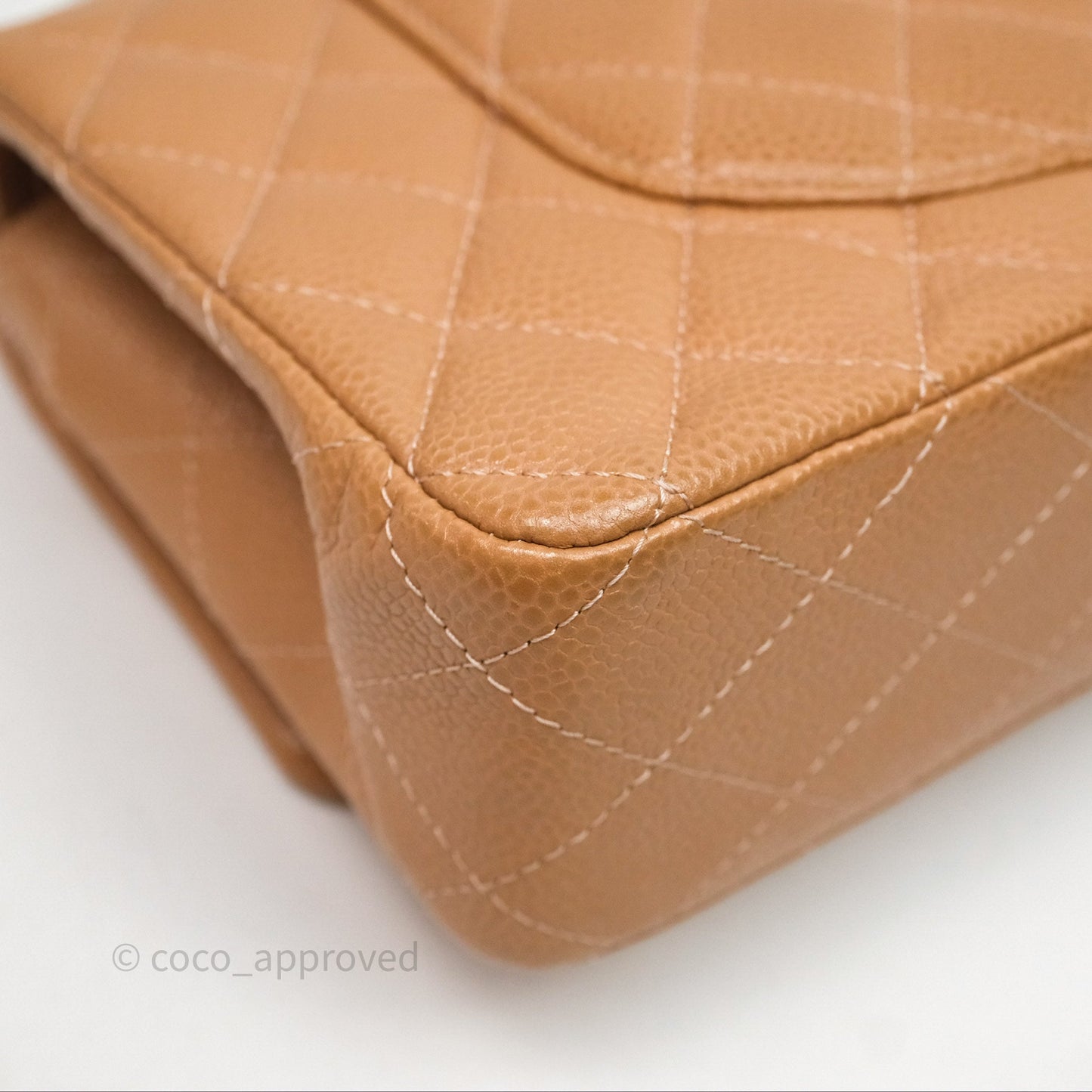 Chanel Classic M/L Medium Flap Quilted Beige Caviar Gold Hardware