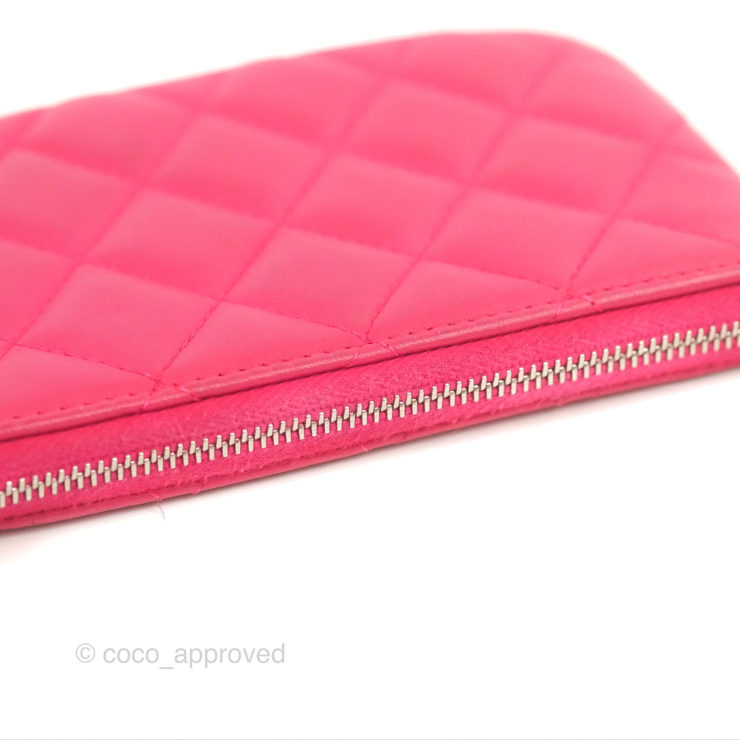 Chanel Quilted Mini O Case Pink Lambskin Silver Hardware
