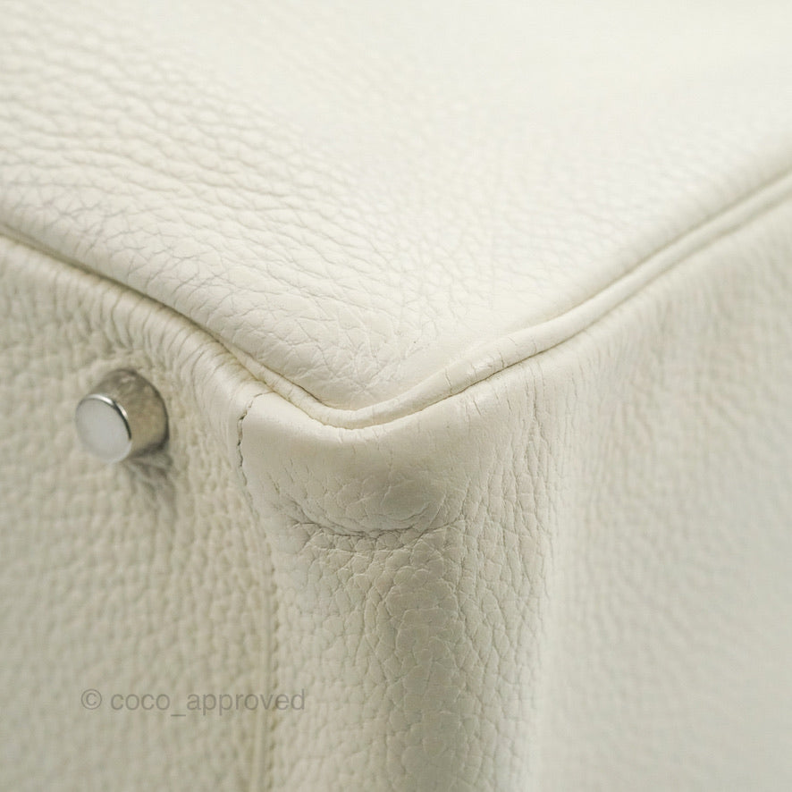 Hermes Lindy 30 White Clemence Palladium Hardware