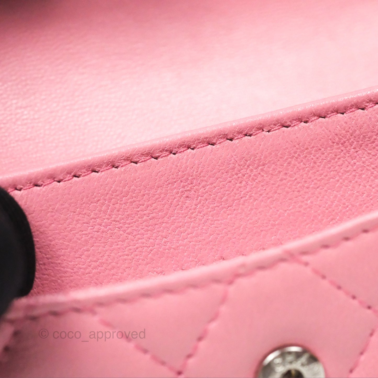 Chanel Quilted Flap Card Holder Pink Lambskin Silver Hardware