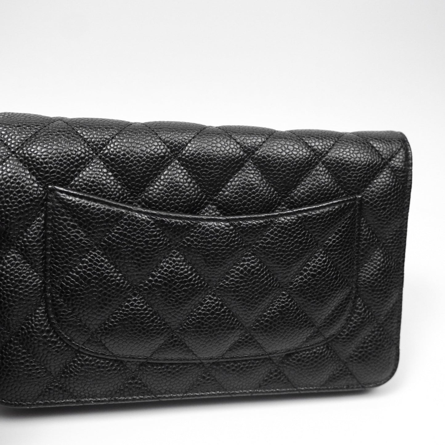 Chanel Classic Wallet On Chain WOC Quilted Black Caviar Gold Hardware