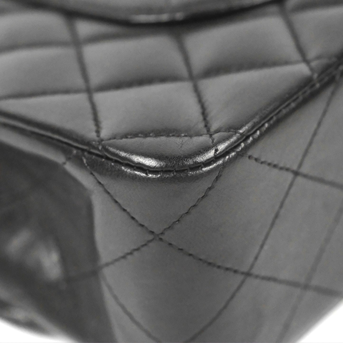 Chanel Classic M/L Medium Flap Quilted Black Lambskin Silver Hardware