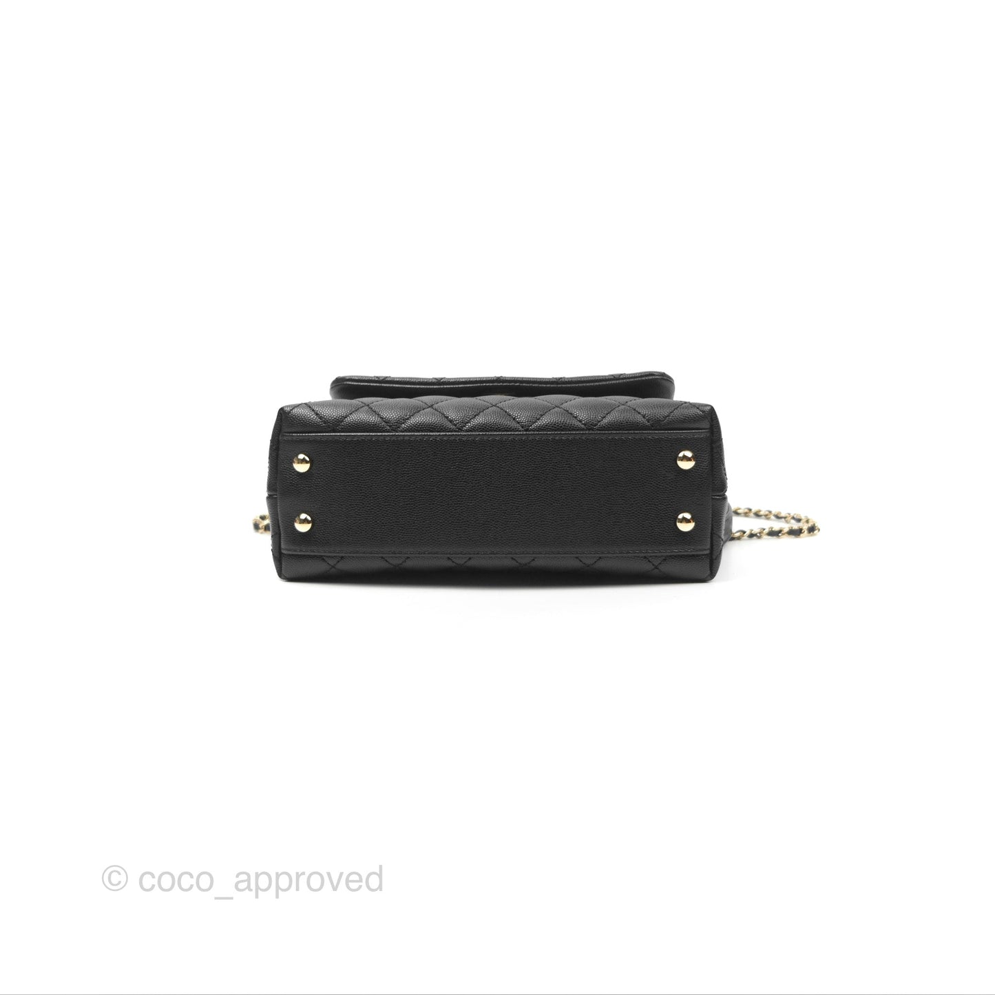 Chanel Small Quilted Coco Handle Black Caviar Gold Hardware