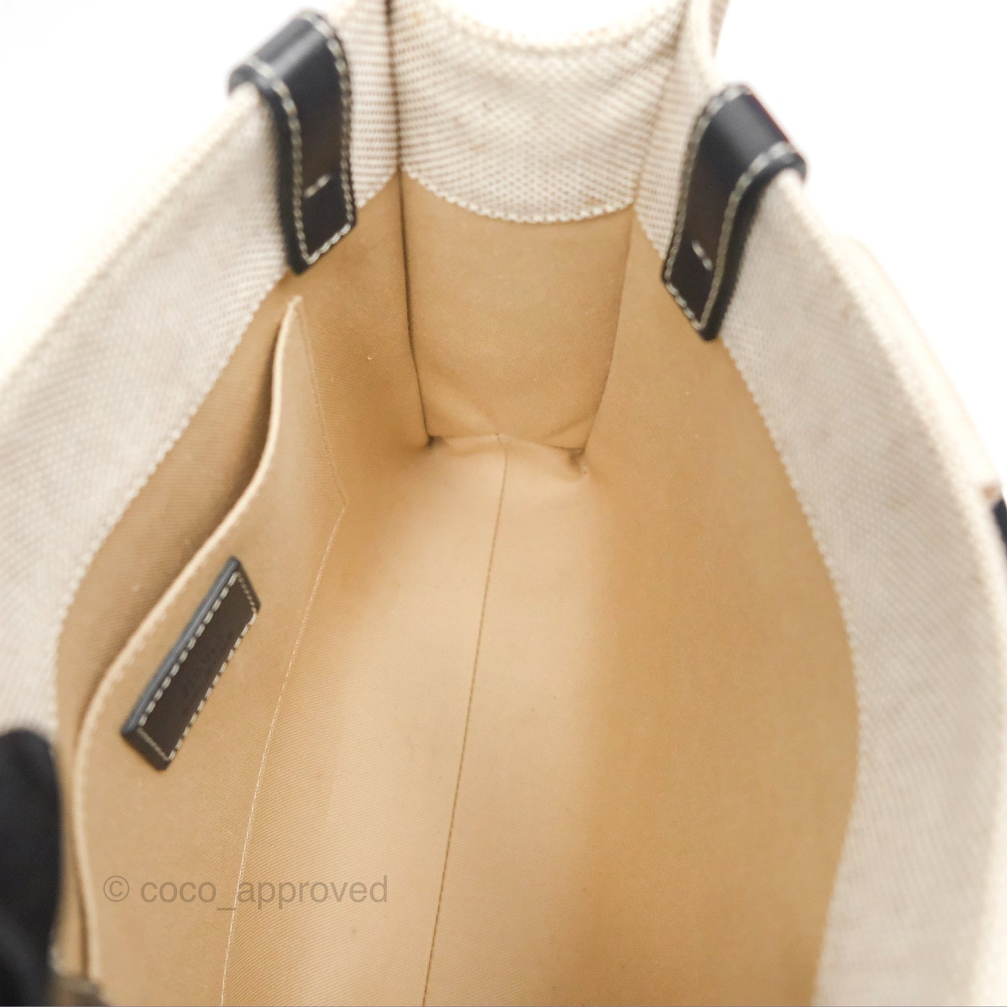 Chloe Small Woody Tote Bag Cotton Canvas & Black Calfskin with Woody Ribbon