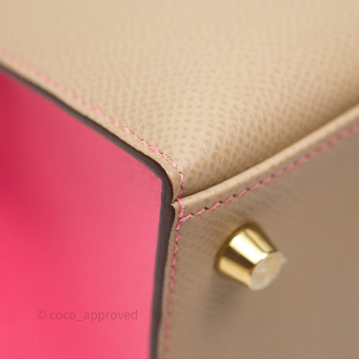 Hermès Kelly 25 Sellier Begie/Pink Epsom Gold Hardware
