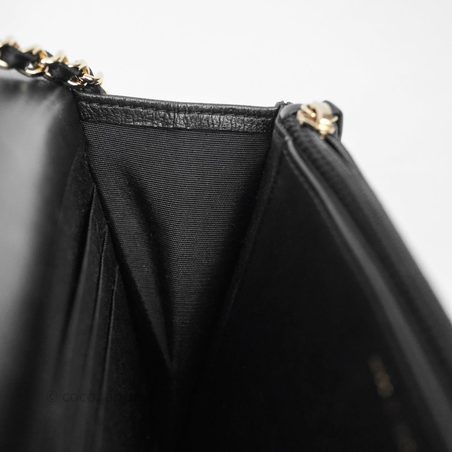 Chanel Black Quilted Lambskin Boy Wallet on Chain Gold Hardware