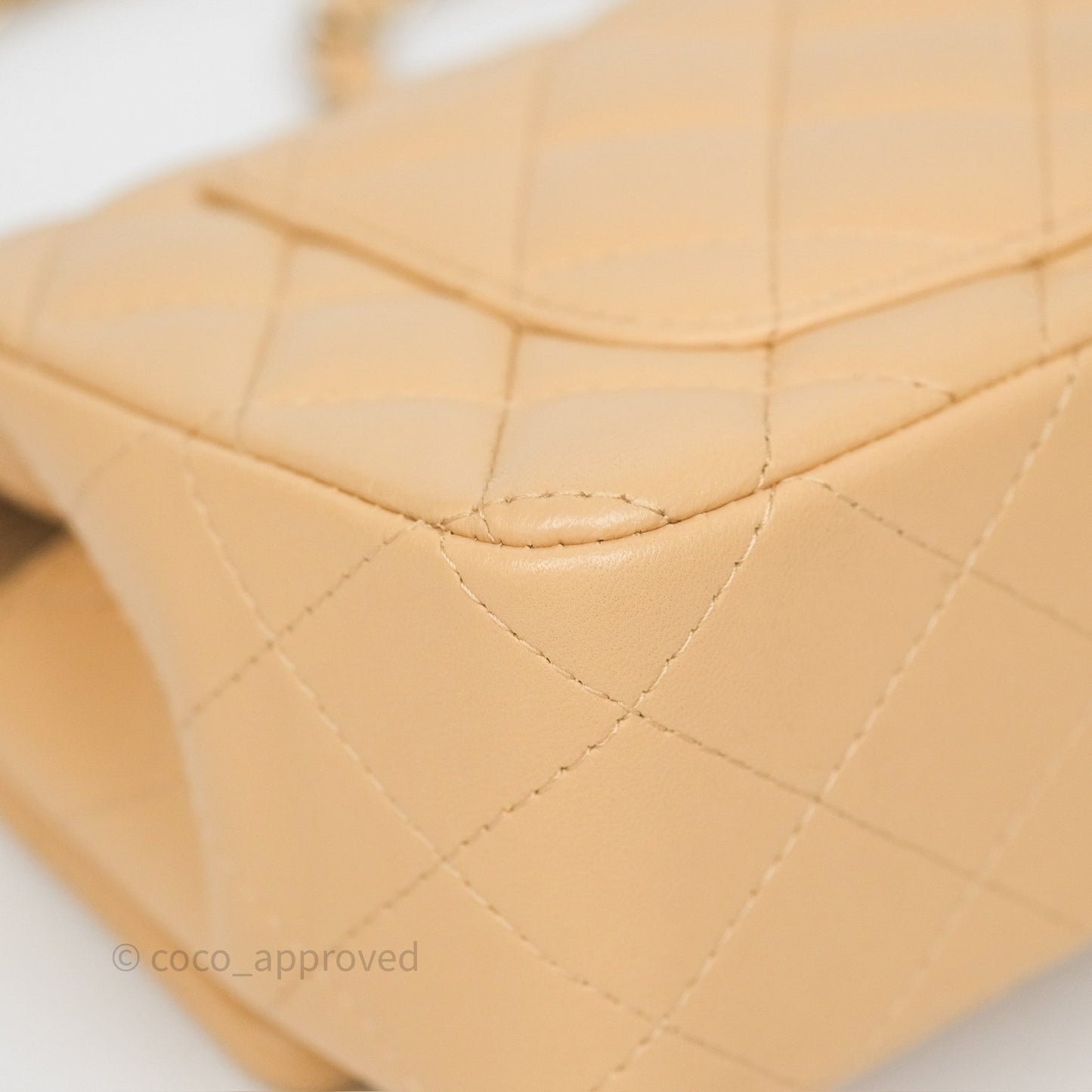 Chanel Mini Rectangular Quilted Beige Lambskin Gold Hardware