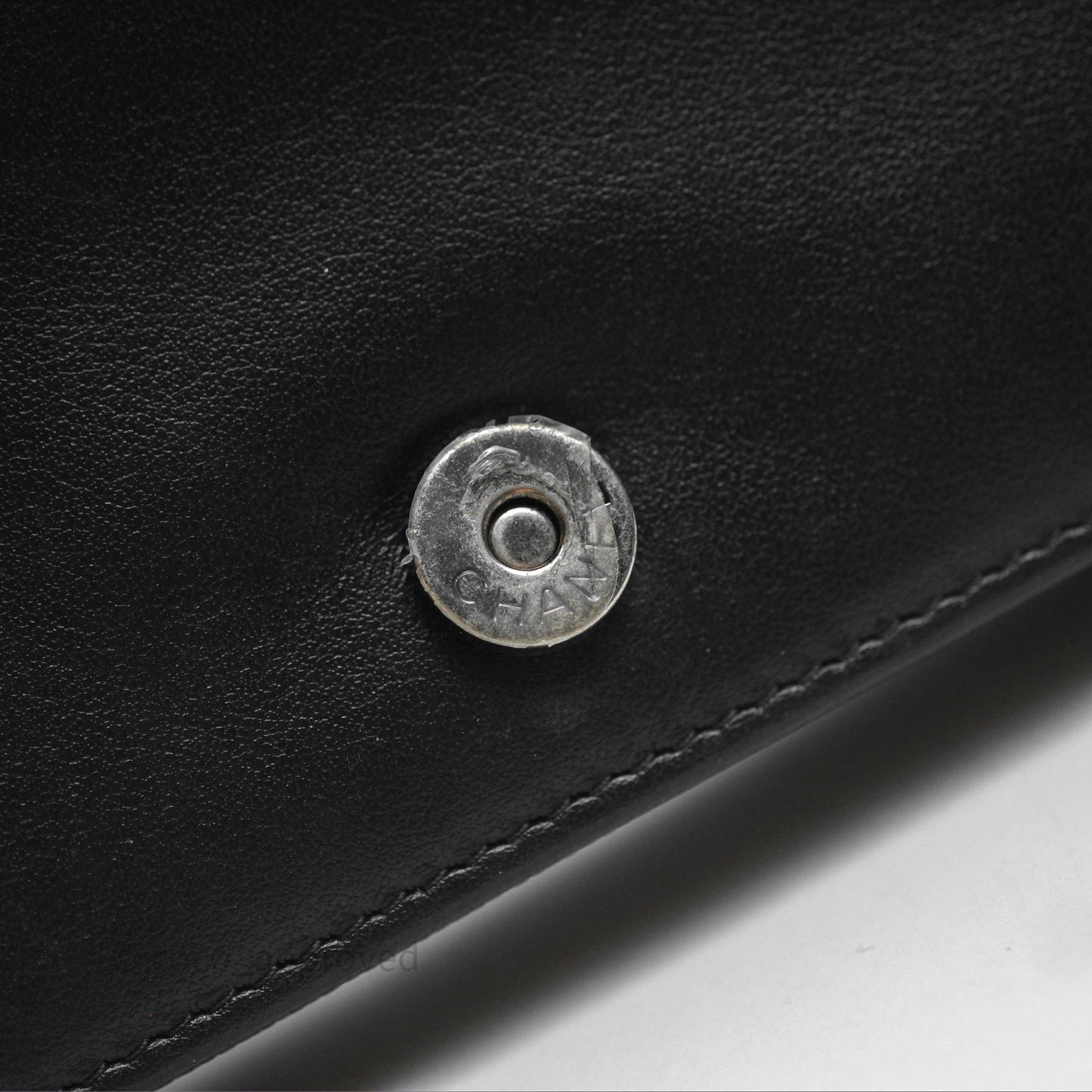 Chanel Quilted Boy Wallet on Chain WOC Black Caviar Ruthenium Hardware