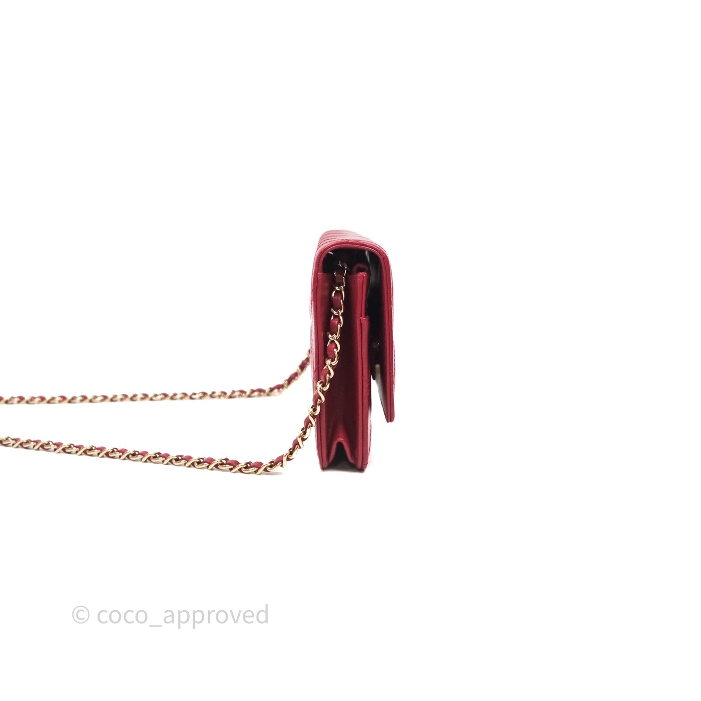 Chanel Wallet On Chain Red Calfskin Bag Gold hardware