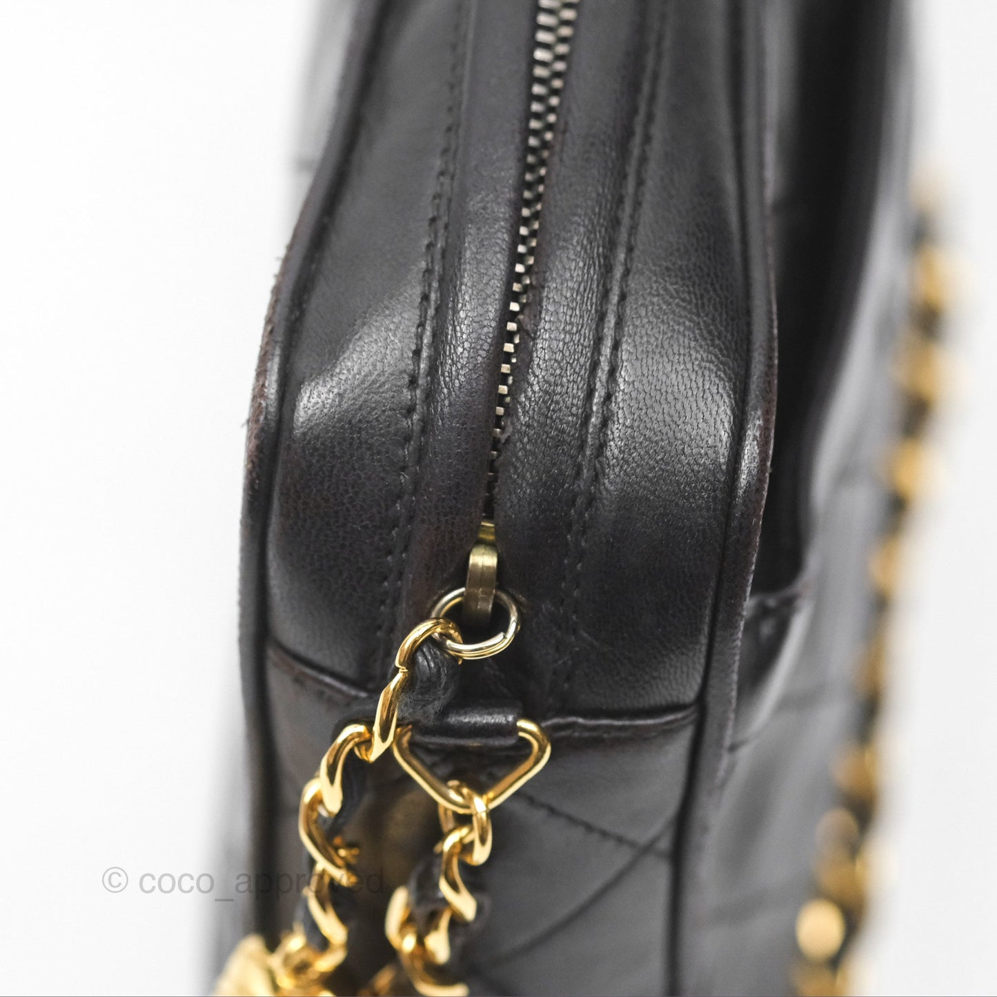 Chanel Vintage Small Camera Bag Black Lambskin Gold Hardware