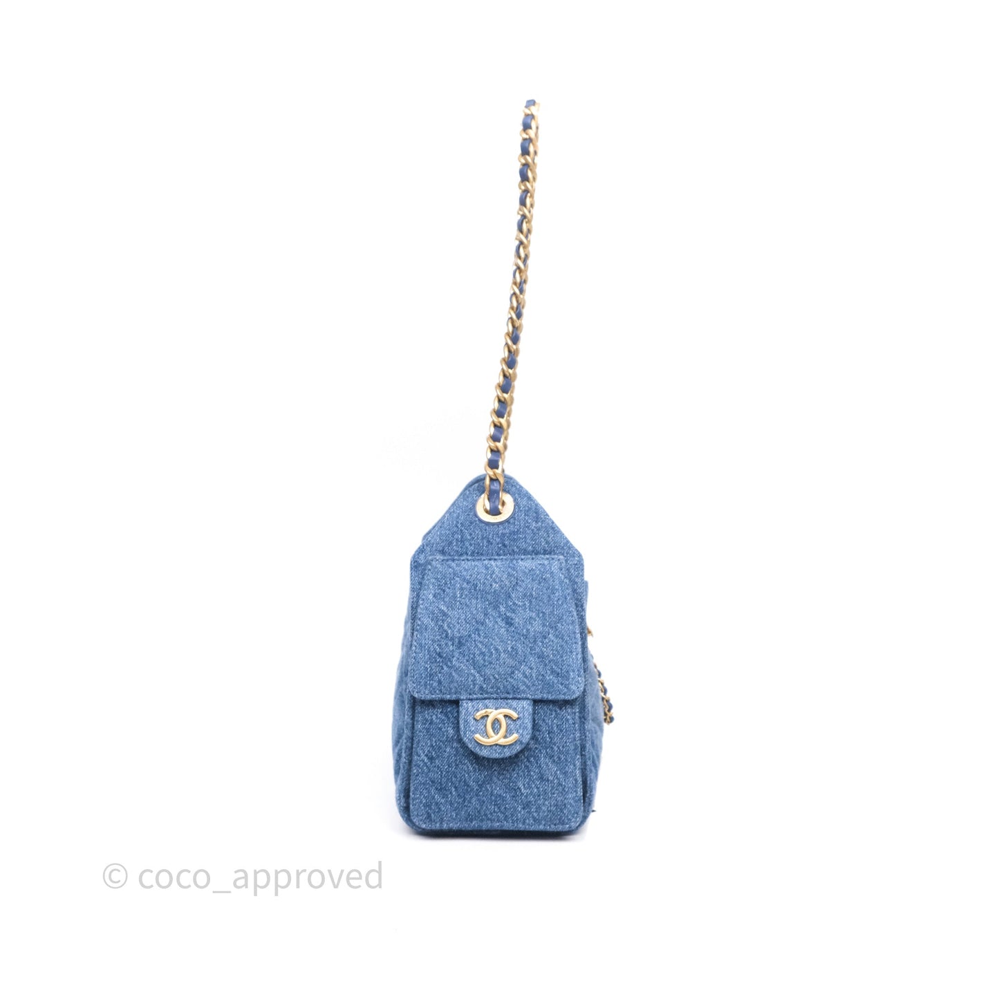 Chanel 25 Mini Washed Denim Aged Gold Hardware