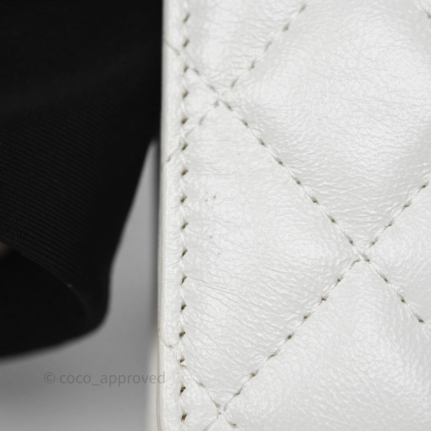Chanel Dynasty Phone Holder with Chain White Ivory Lambskin Aged Gold Hardware